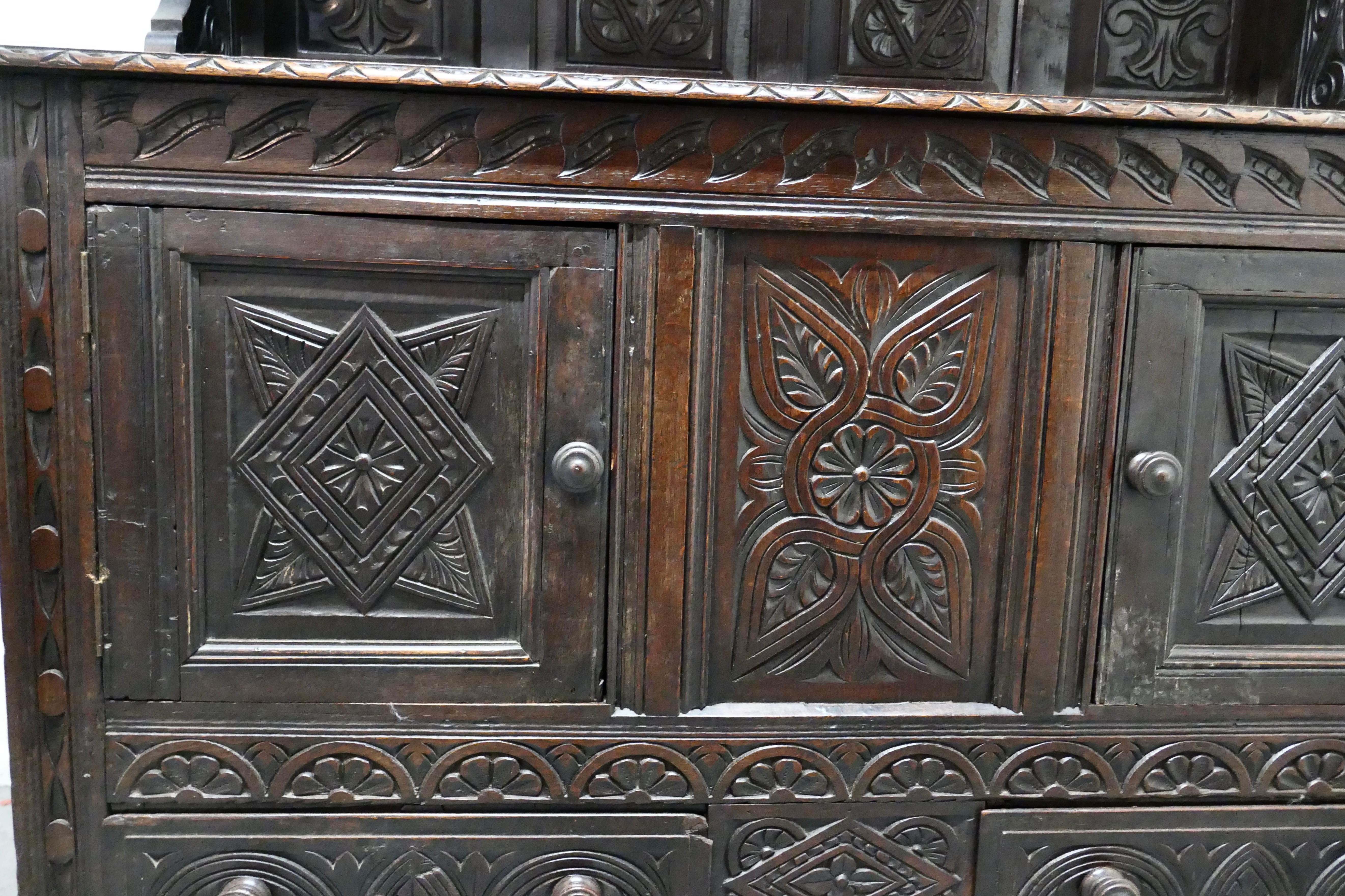 18th Century Carved Oak Buffet Sideboard Dresser 7