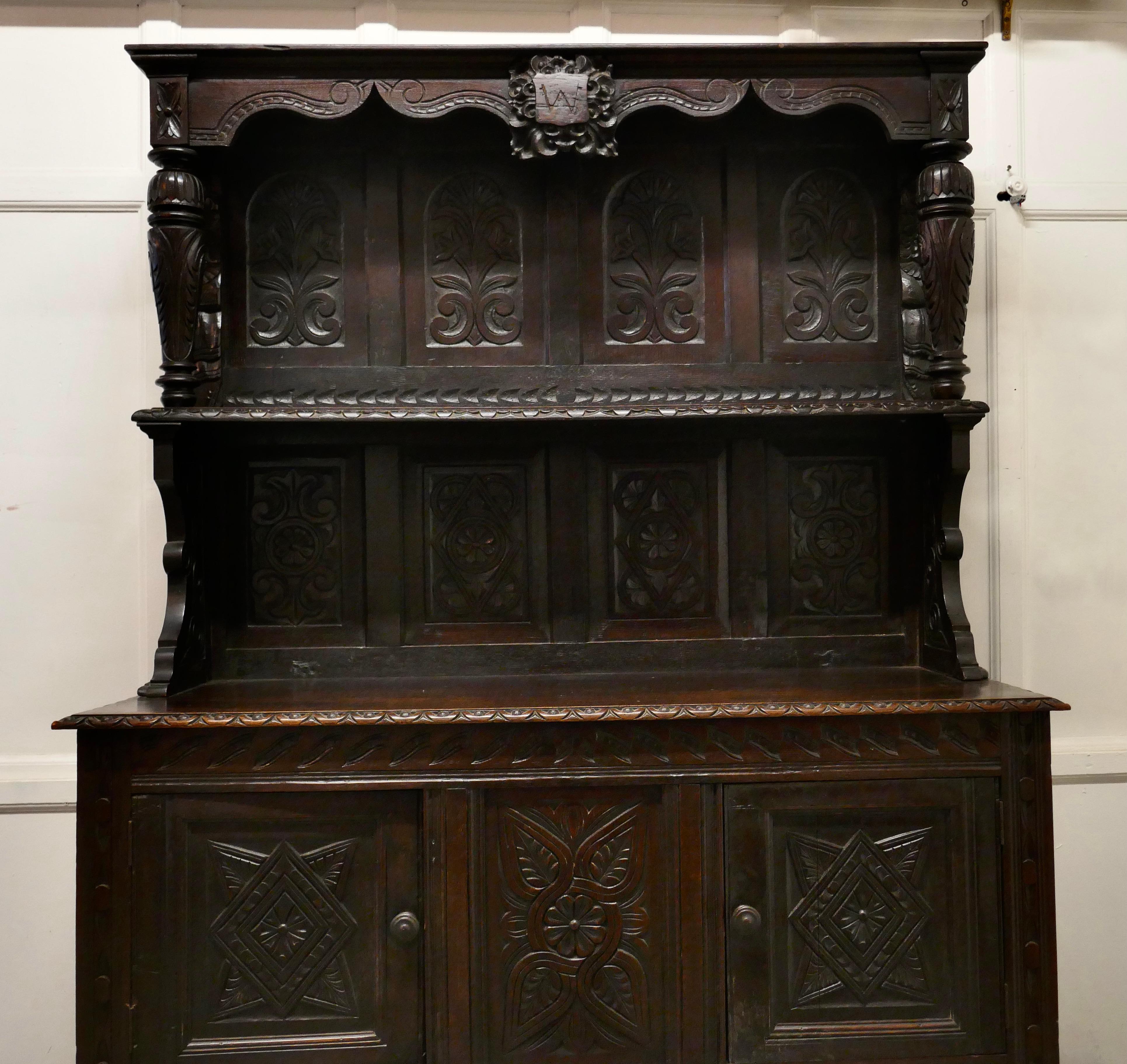 18th Century Carved Oak Buffet Sideboard Dresser 4