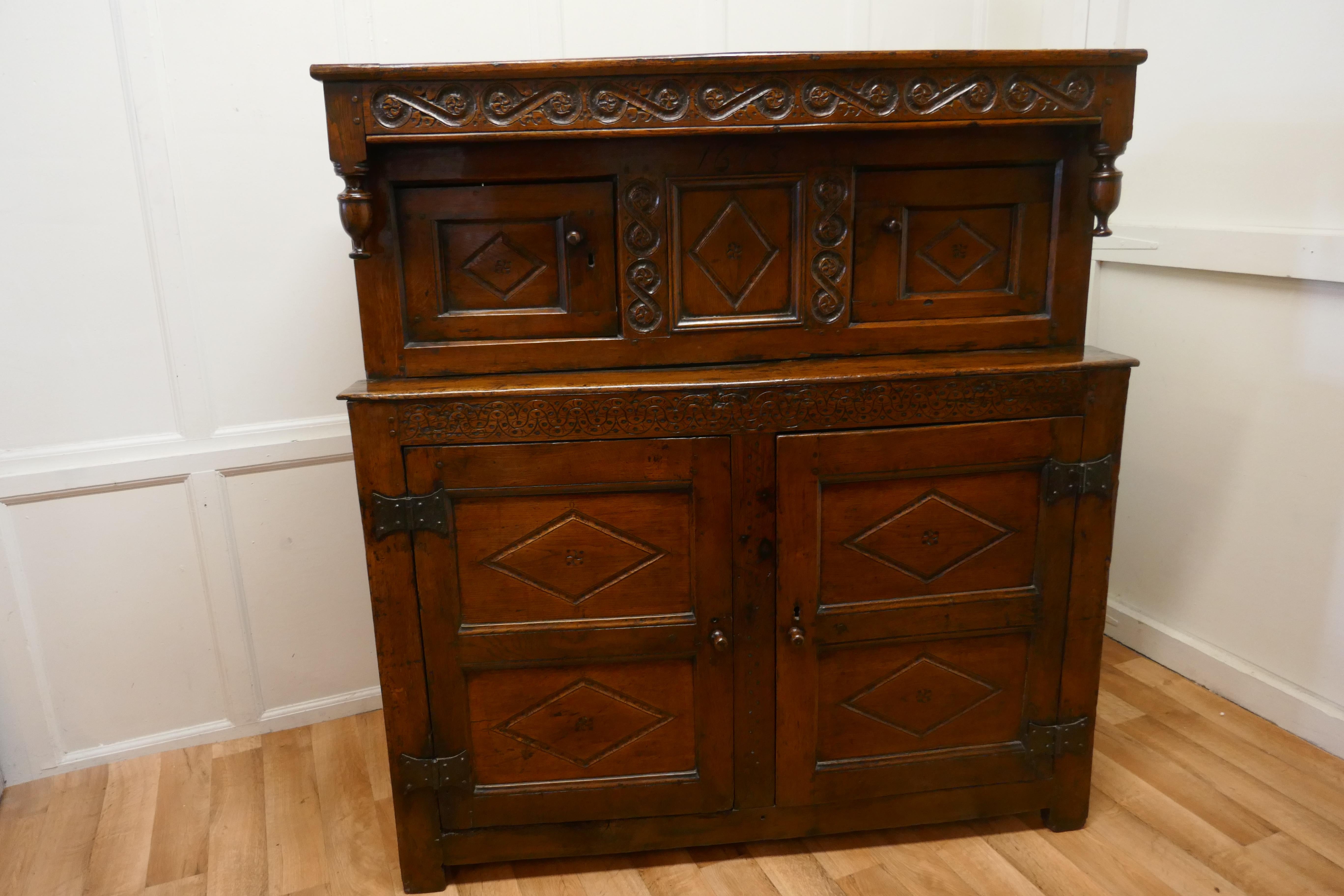 18th Century Carved Oak Celtic Court Cupboard For Sale 12