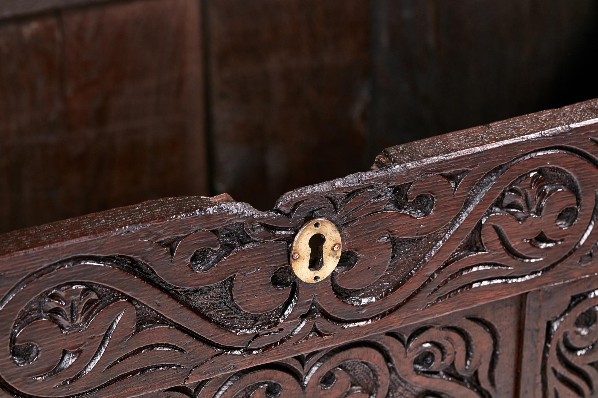 18th Century Carved Oak Coffer 4