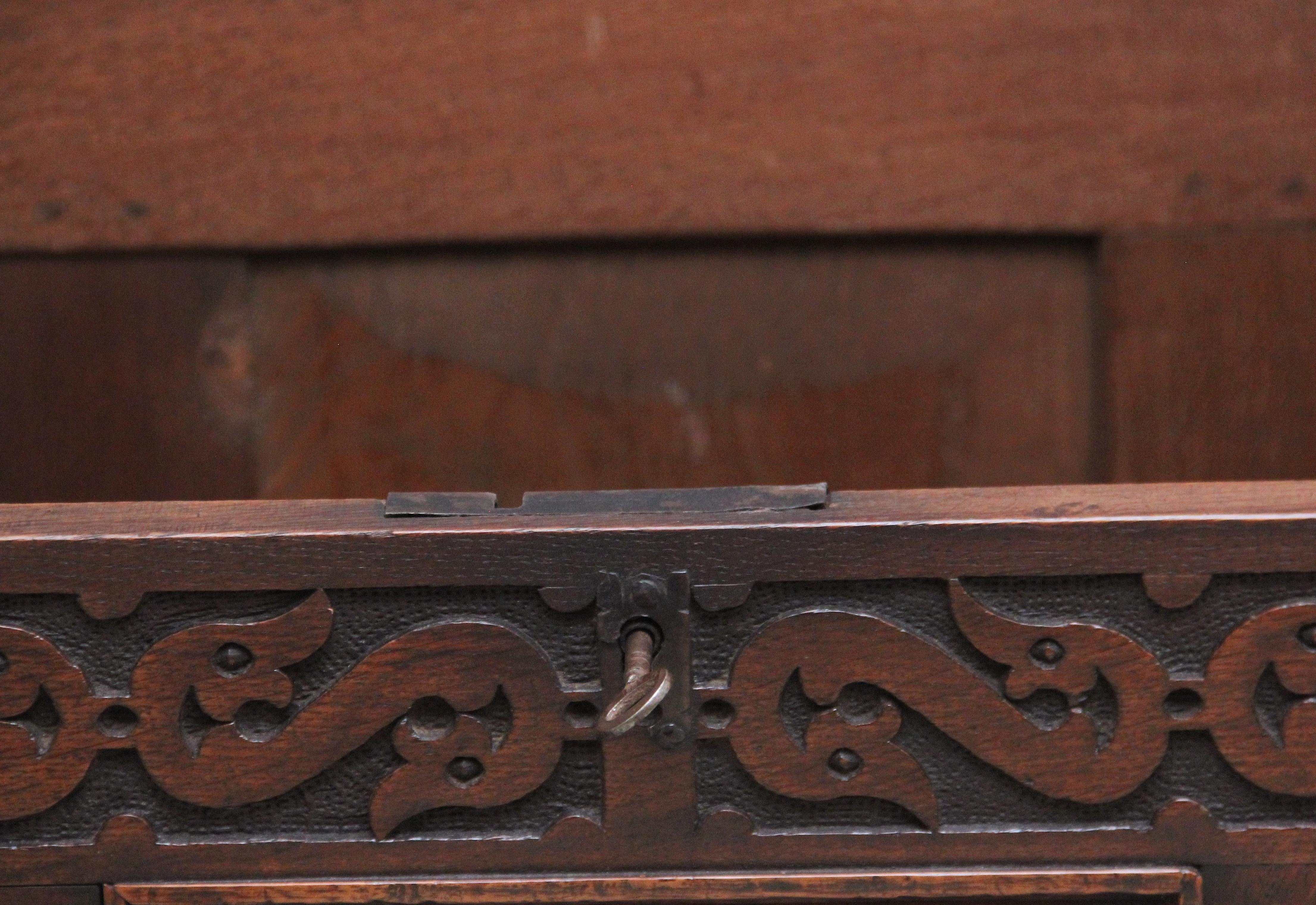 18th Century Carved Oak Coffer 4