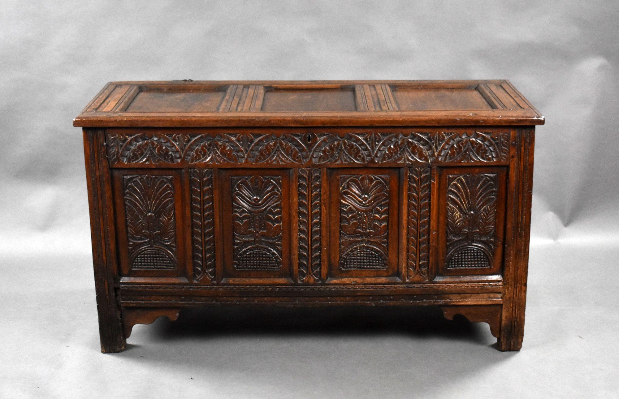 18th Century Carved Oak Coffer For Sale 7