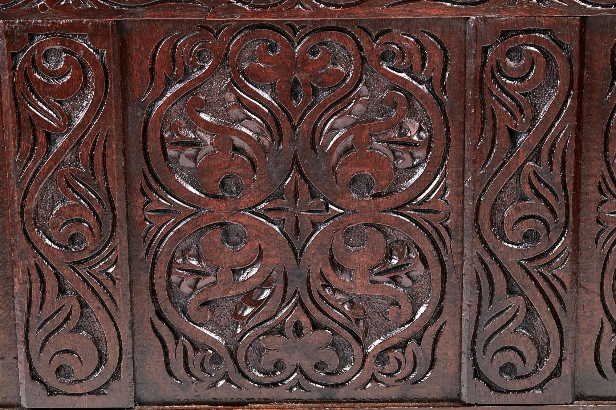 Georgian 18th Century Carved Oak Coffer
