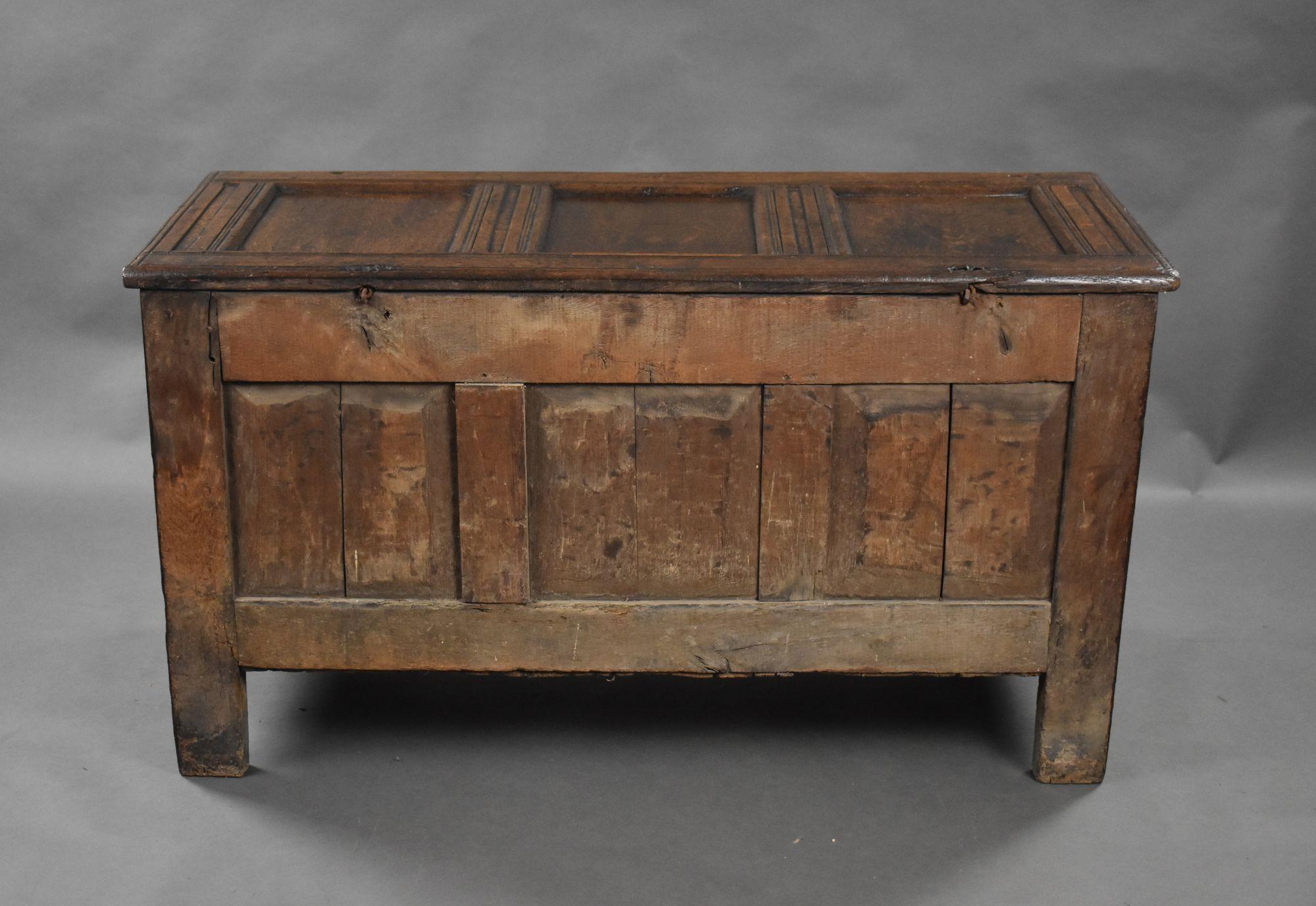 18th Century and Earlier 18th Century Carved Oak Coffer For Sale