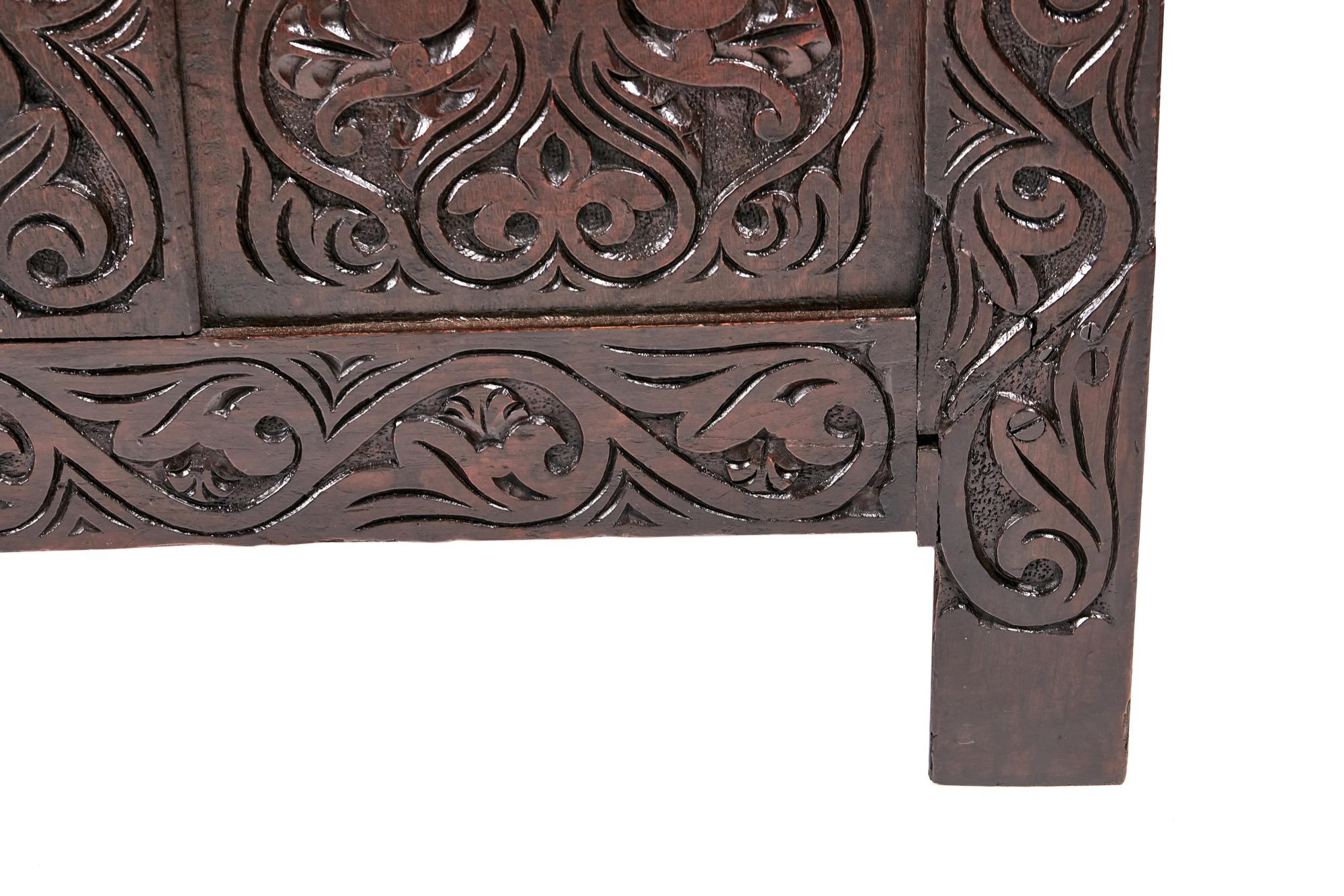 18th Century Carved Oak Coffer 1