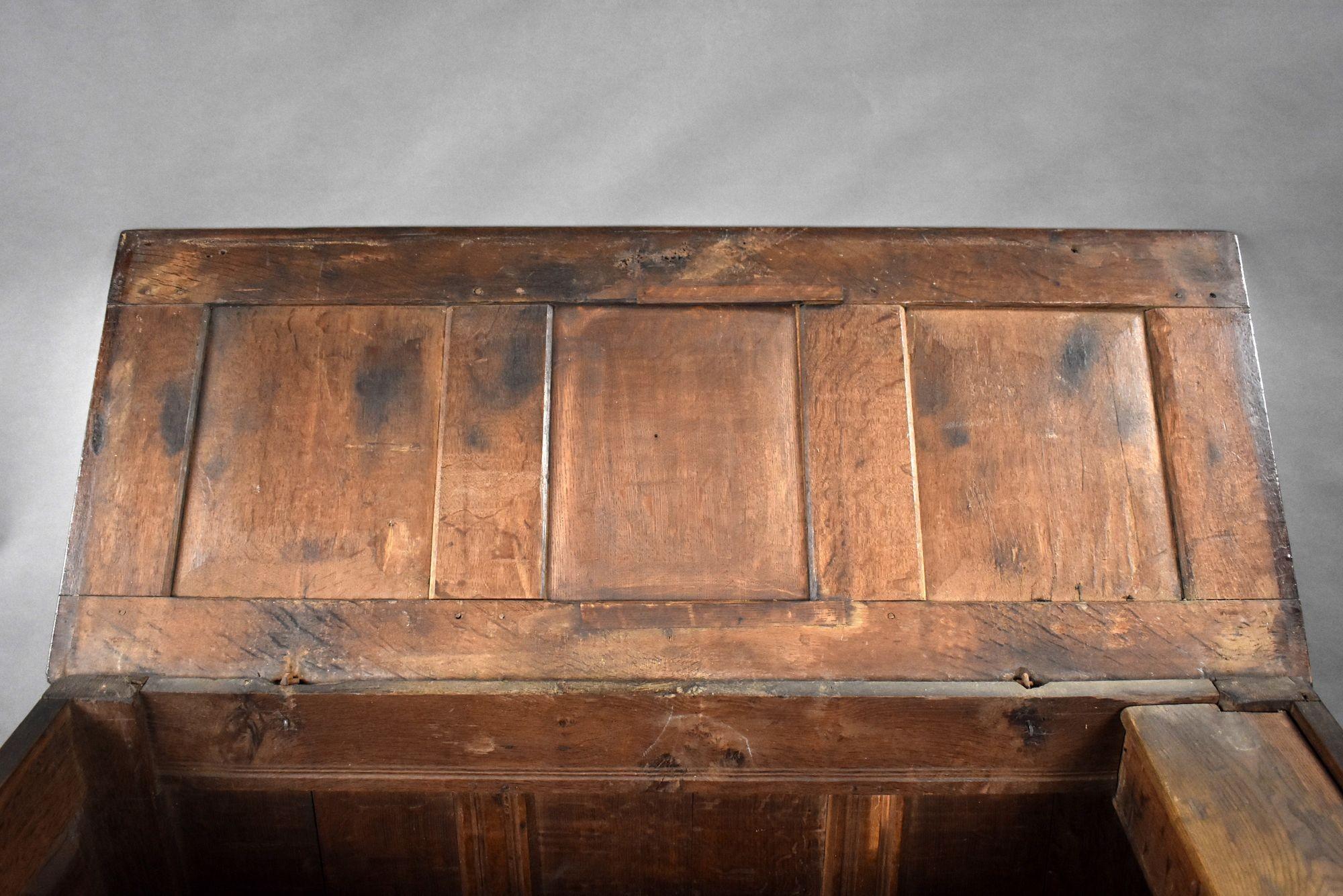 18th Century Carved Oak Coffer For Sale 4