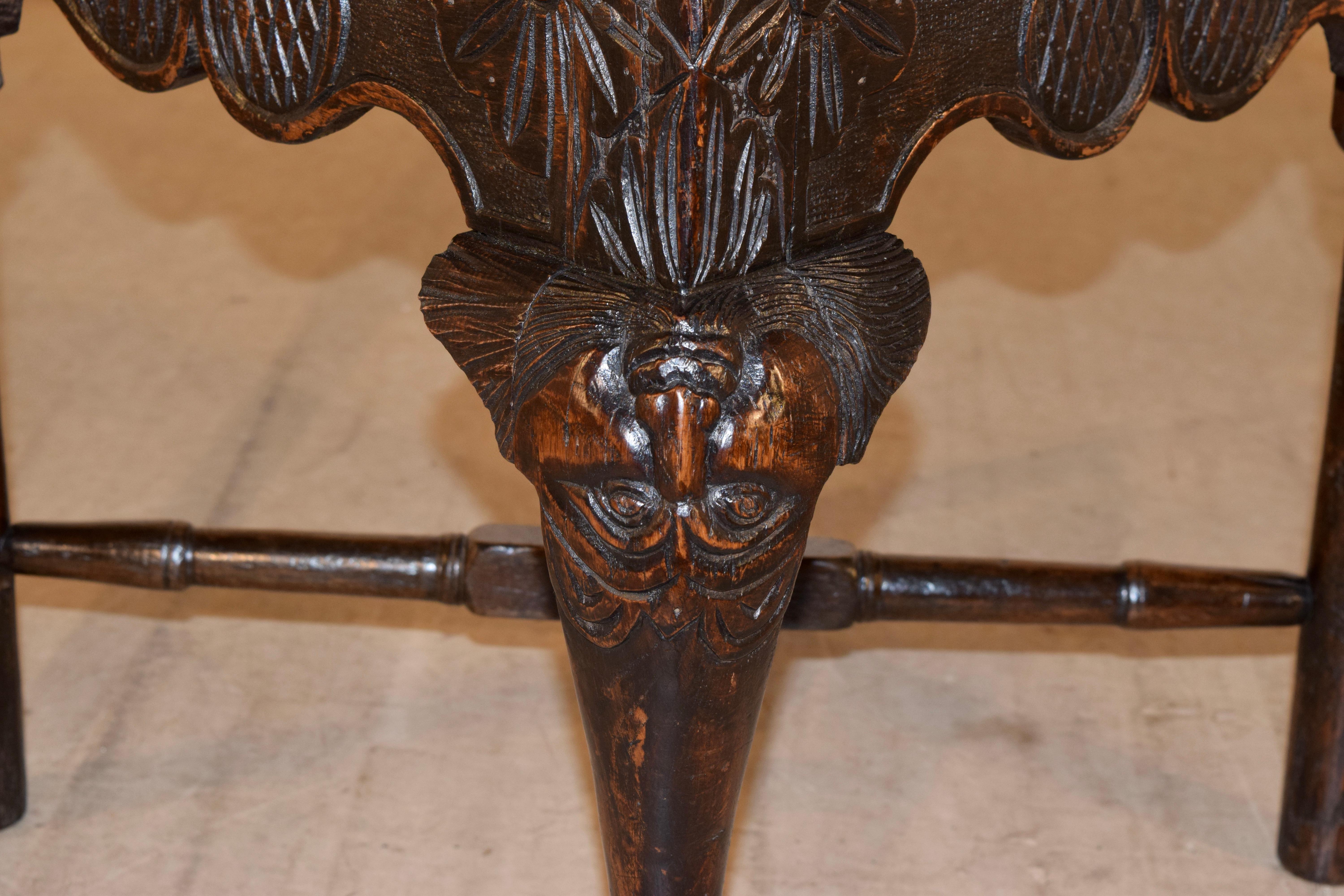 Georgian 18th Century Carved Oak Corner Chair For Sale