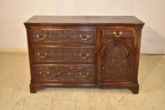 18th Century Carved Oak Dresser Base, Circa 1720