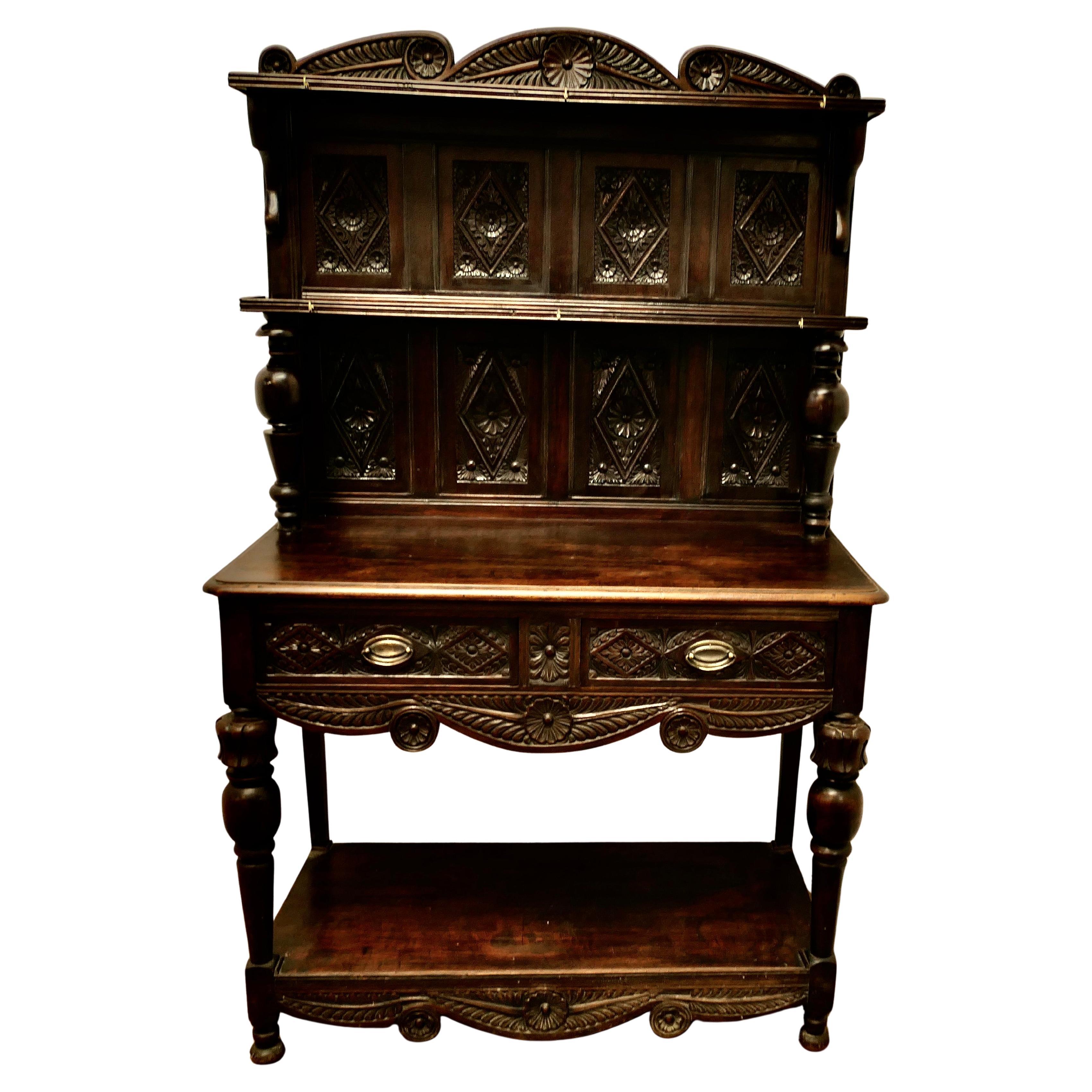 18th Century Carved Dresser with Geometric Carvings