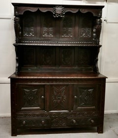 18th Century Carved Oak Dresser with Kings   This is a handsome piece