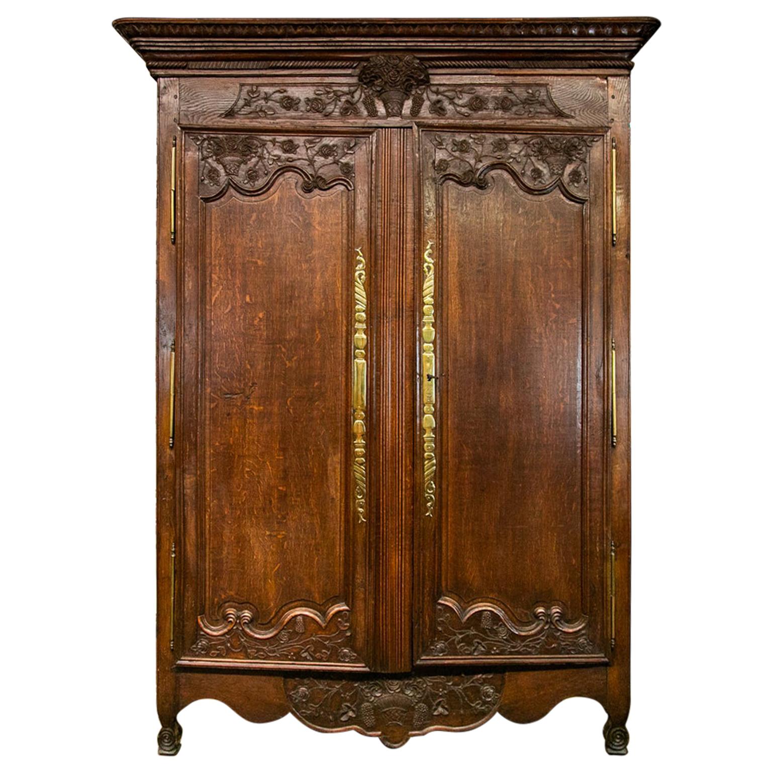 18th Century Carved Oak French Armoire