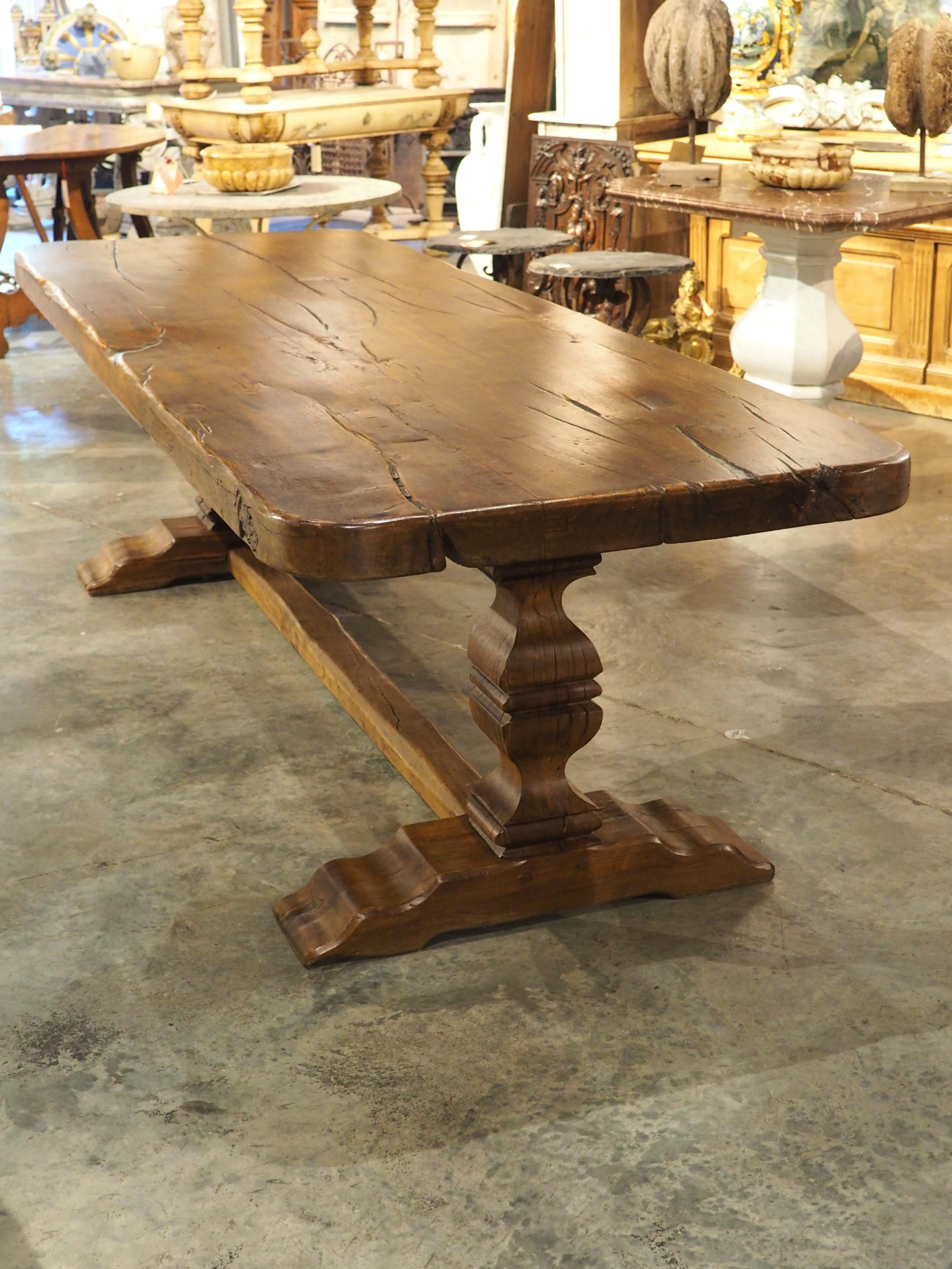 18th Century Carved Oak Monastery Dining Table from France 4