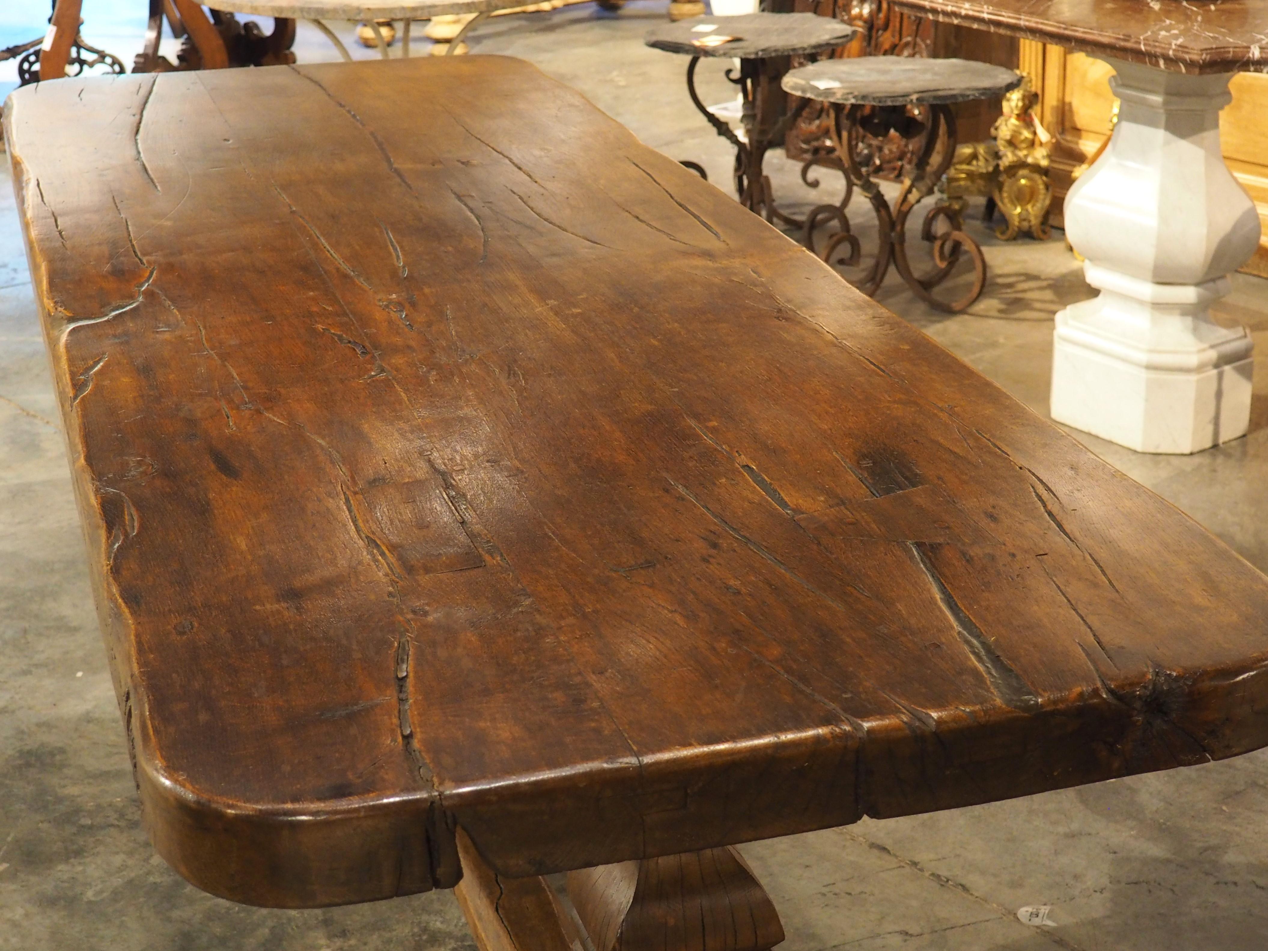 18th Century Carved Oak Monastery Dining Table from France 5
