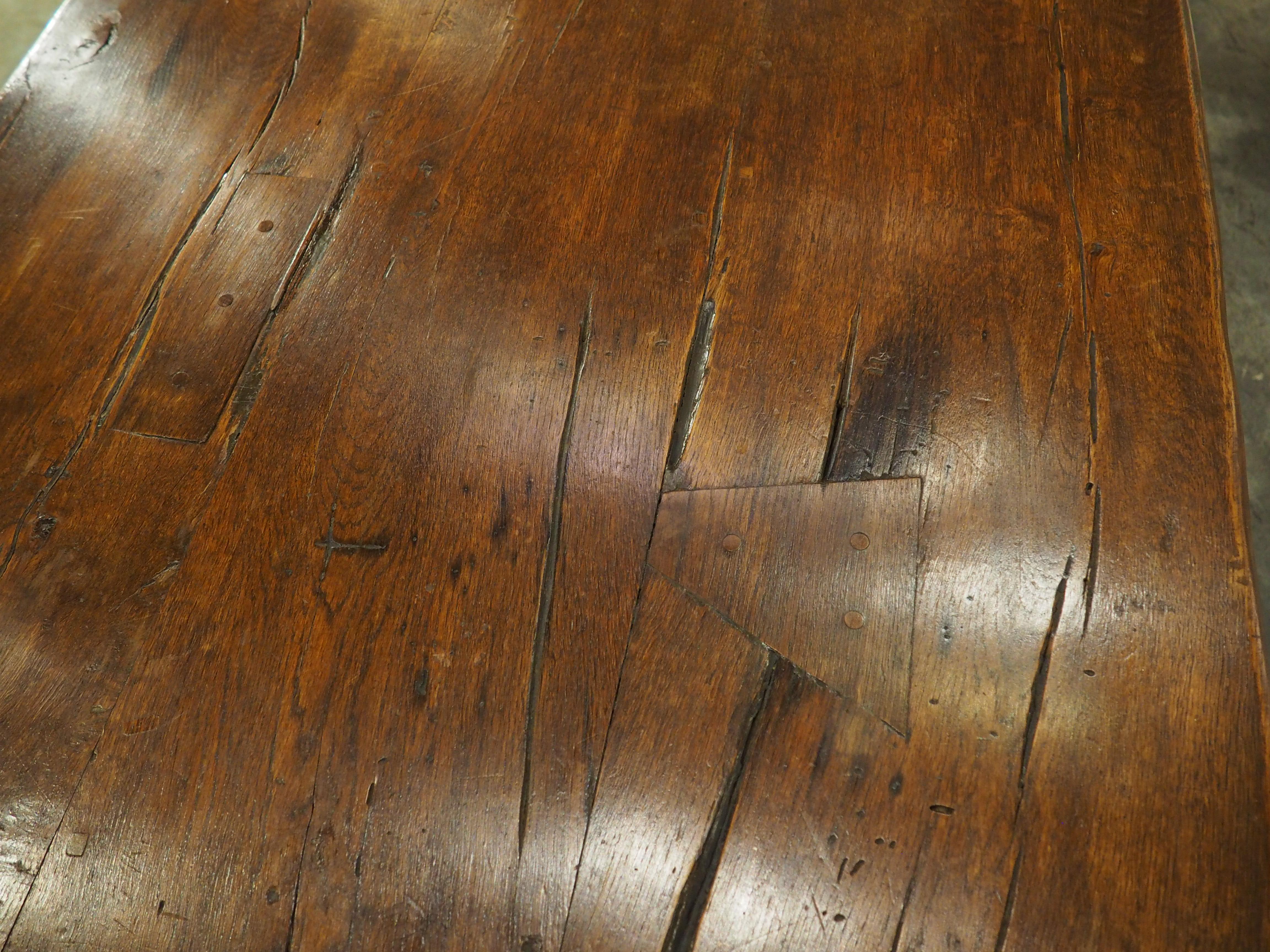 18th Century Carved Oak Monastery Dining Table from France 8