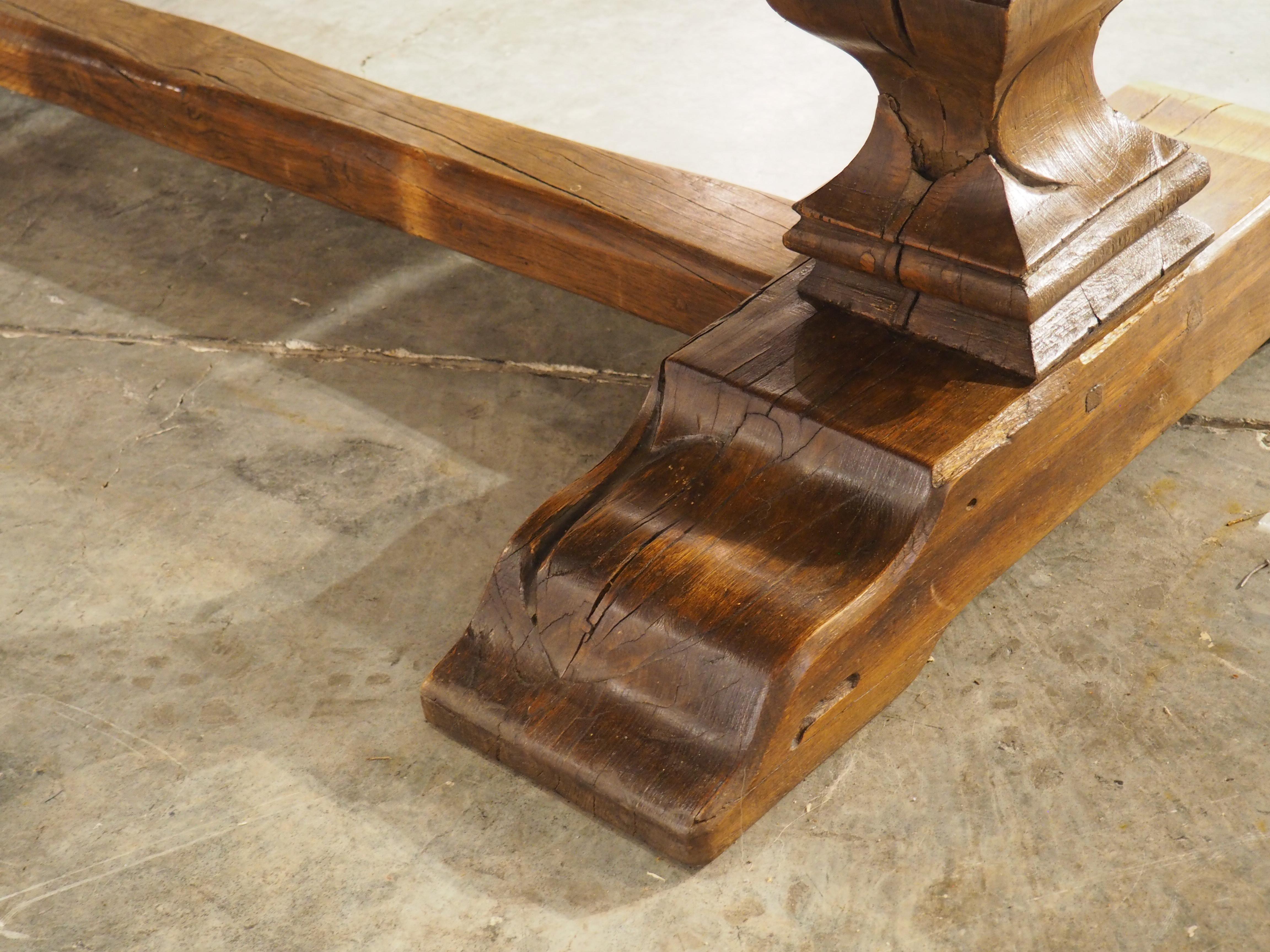 18th Century Carved Oak Monastery Dining Table from France 9