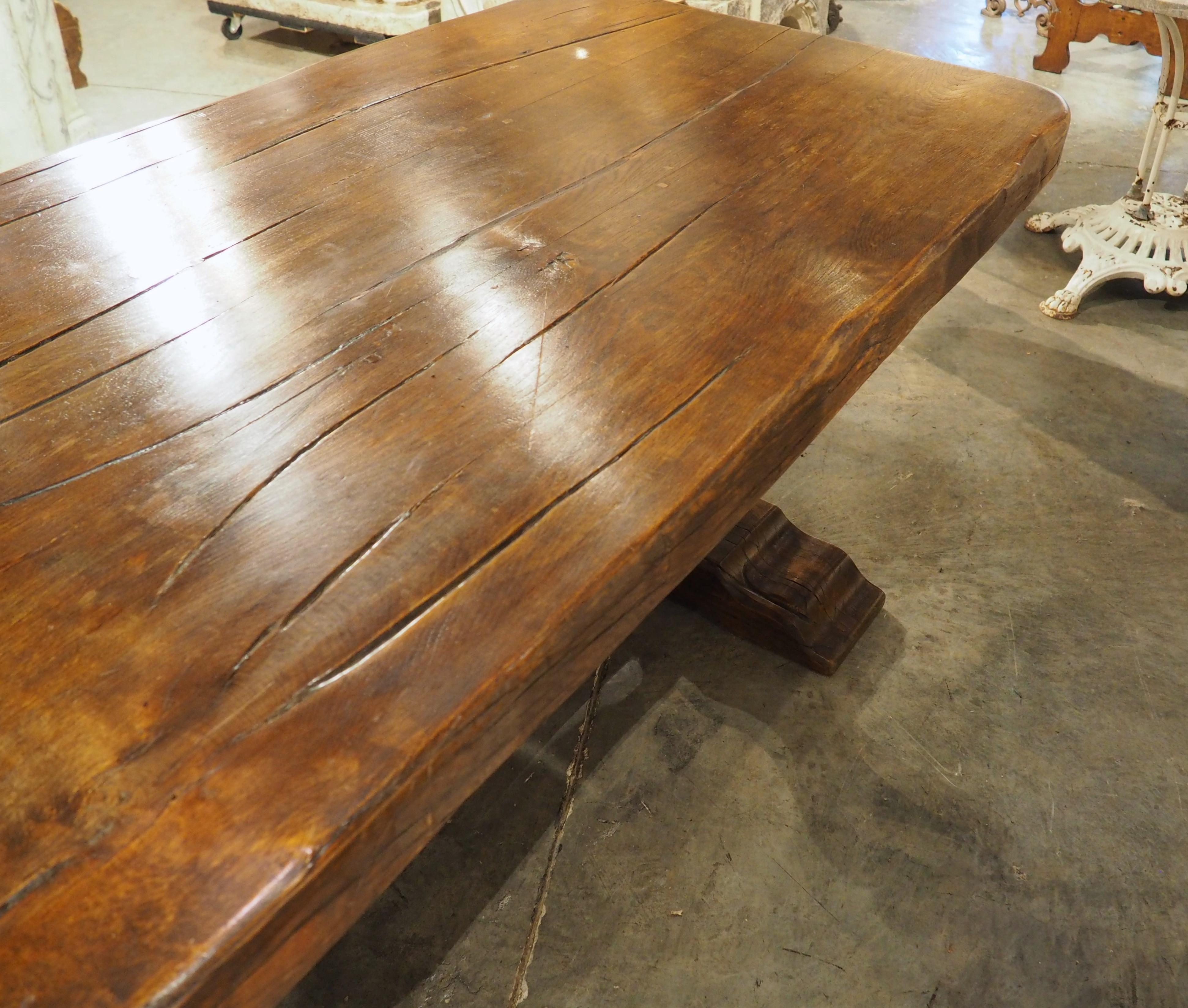 18th Century Carved Oak Monastery Dining Table from France 10