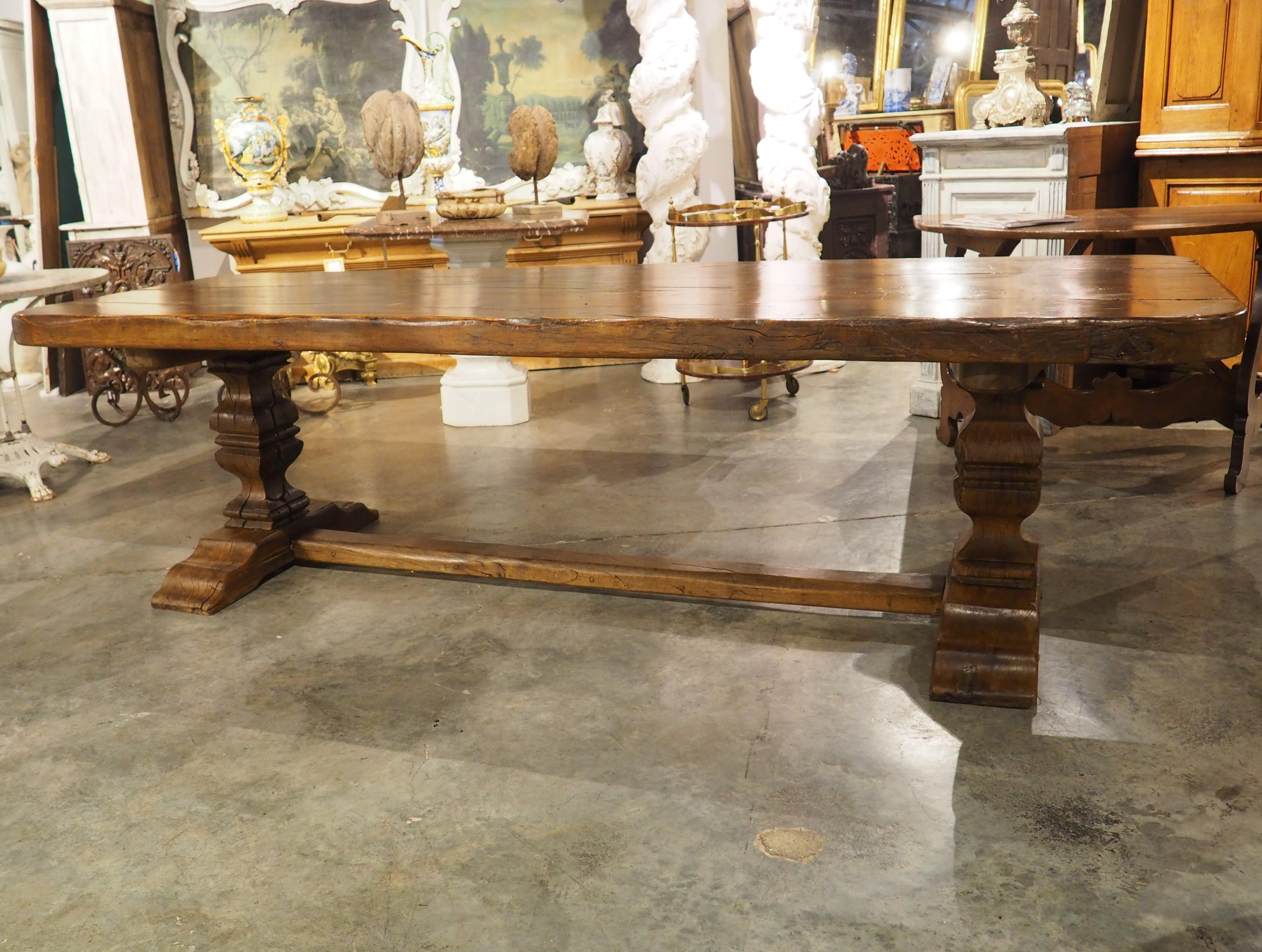 18th Century Carved Oak Monastery Dining Table from France 12