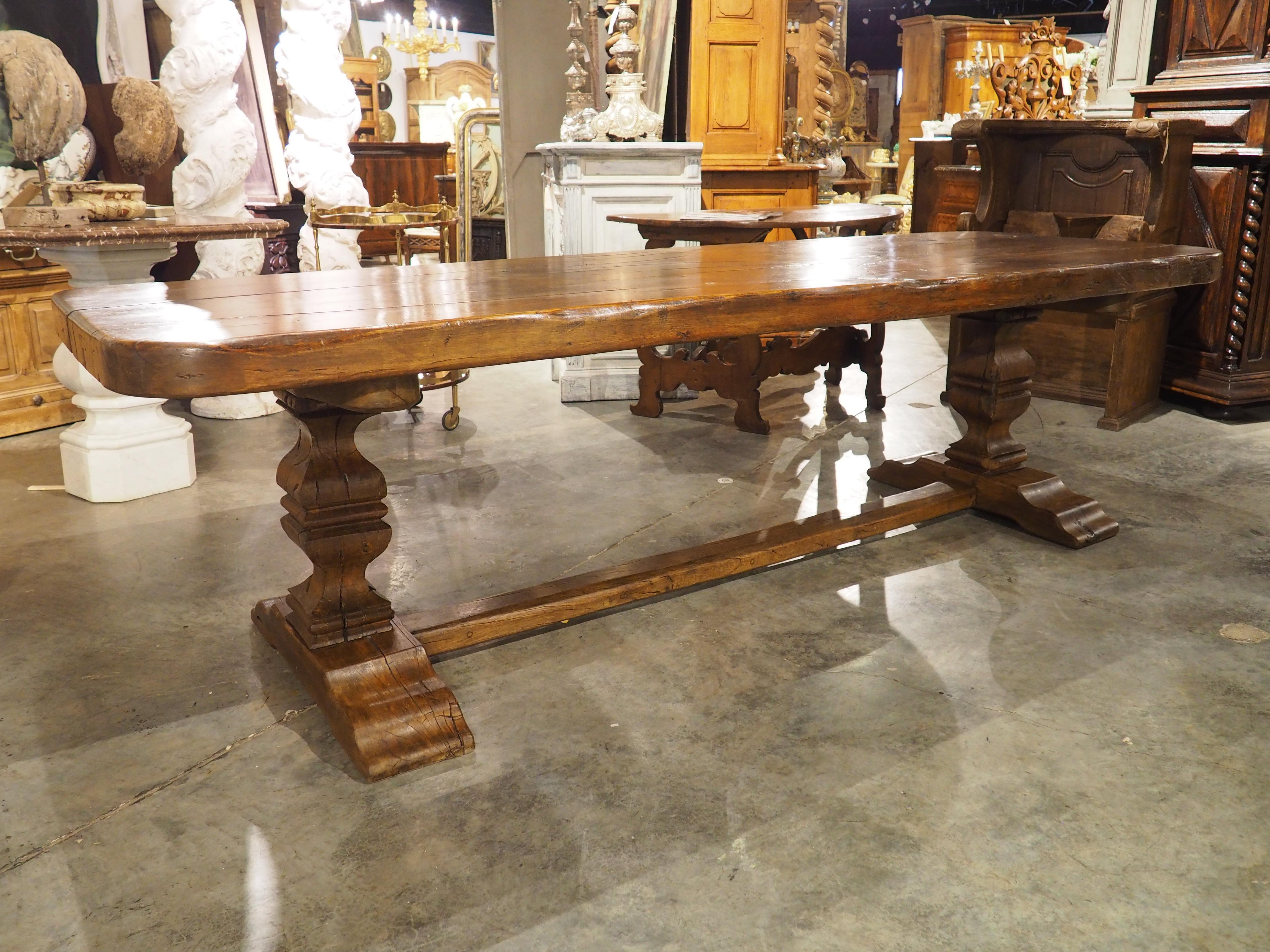 18th Century Carved Oak Monastery Dining Table from France 13