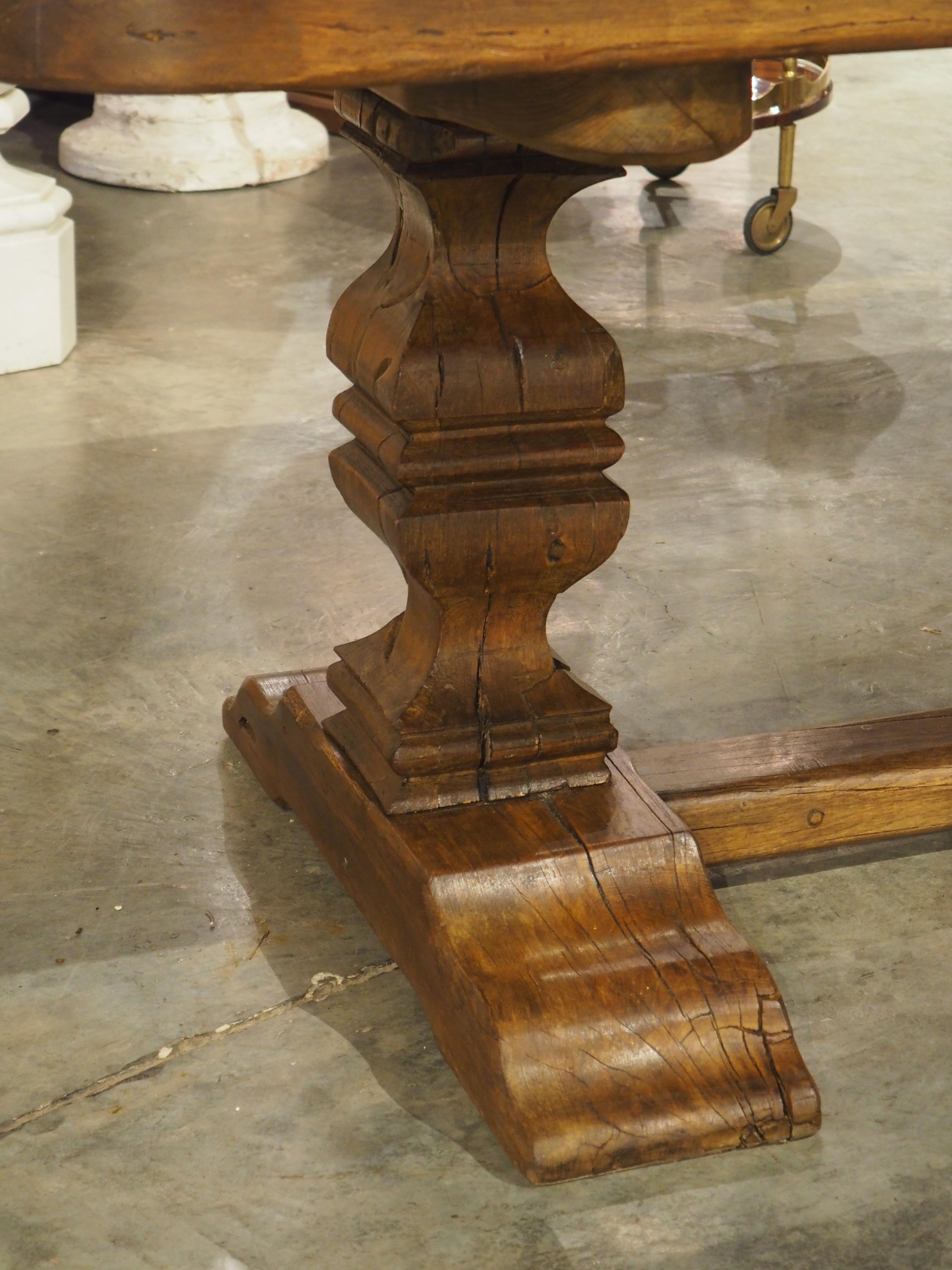 French 18th Century Carved Oak Monastery Dining Table from France