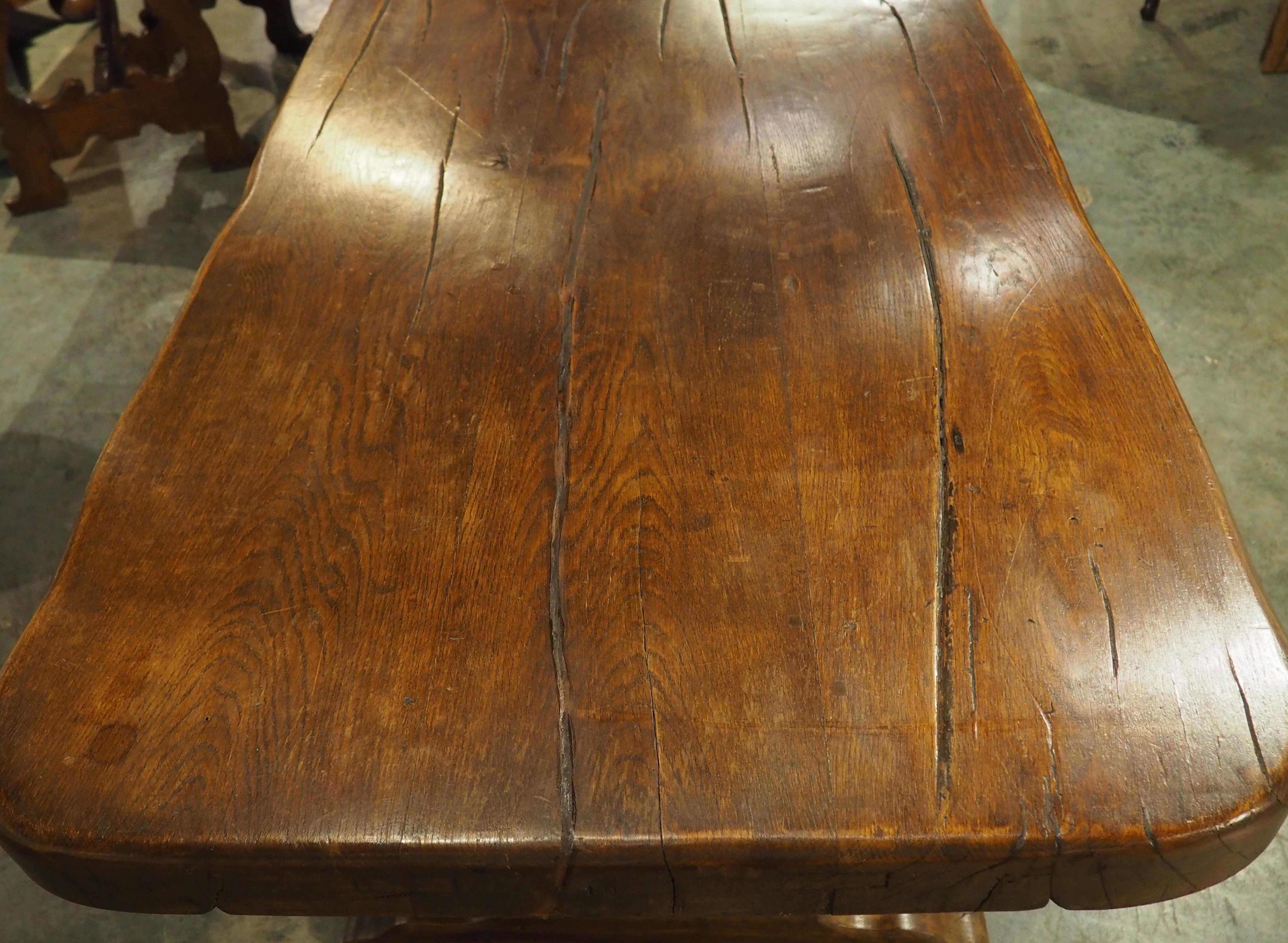 Hand-Carved 18th Century Carved Oak Monastery Dining Table from France