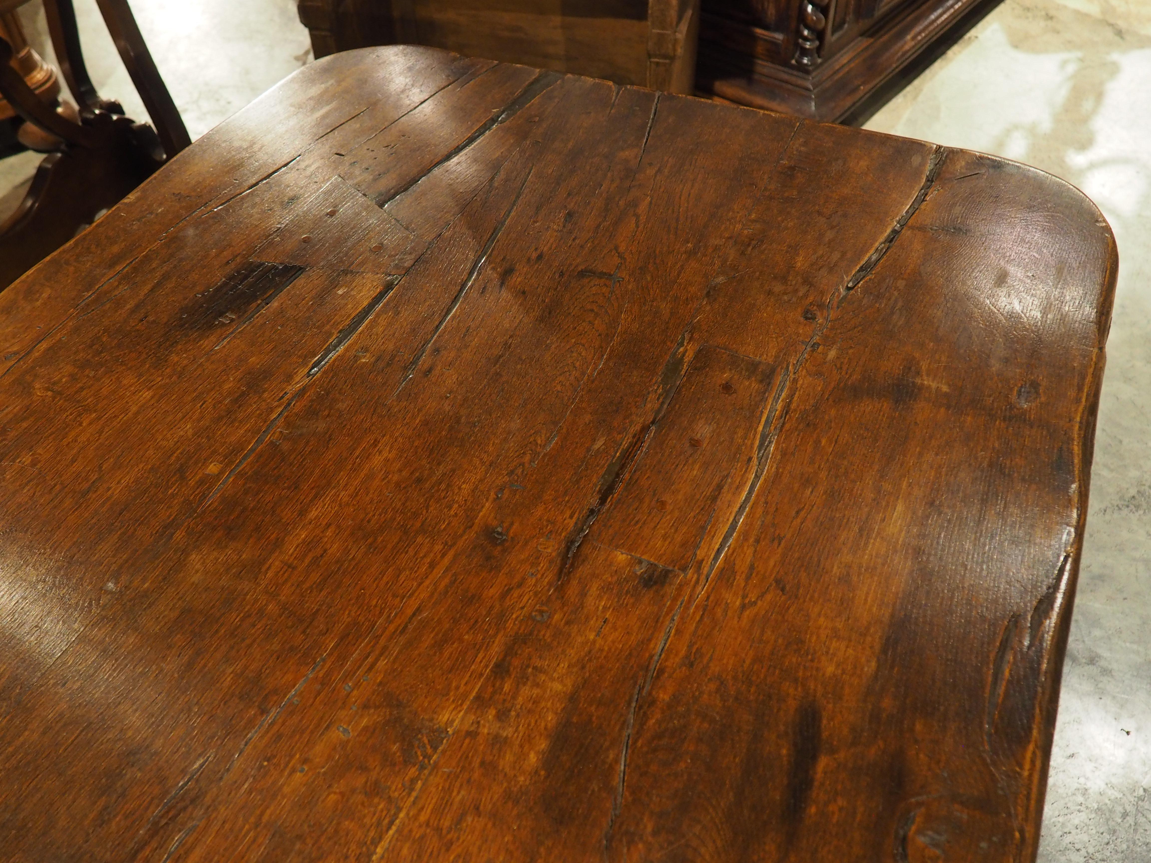 18th Century and Earlier 18th Century Carved Oak Monastery Dining Table from France
