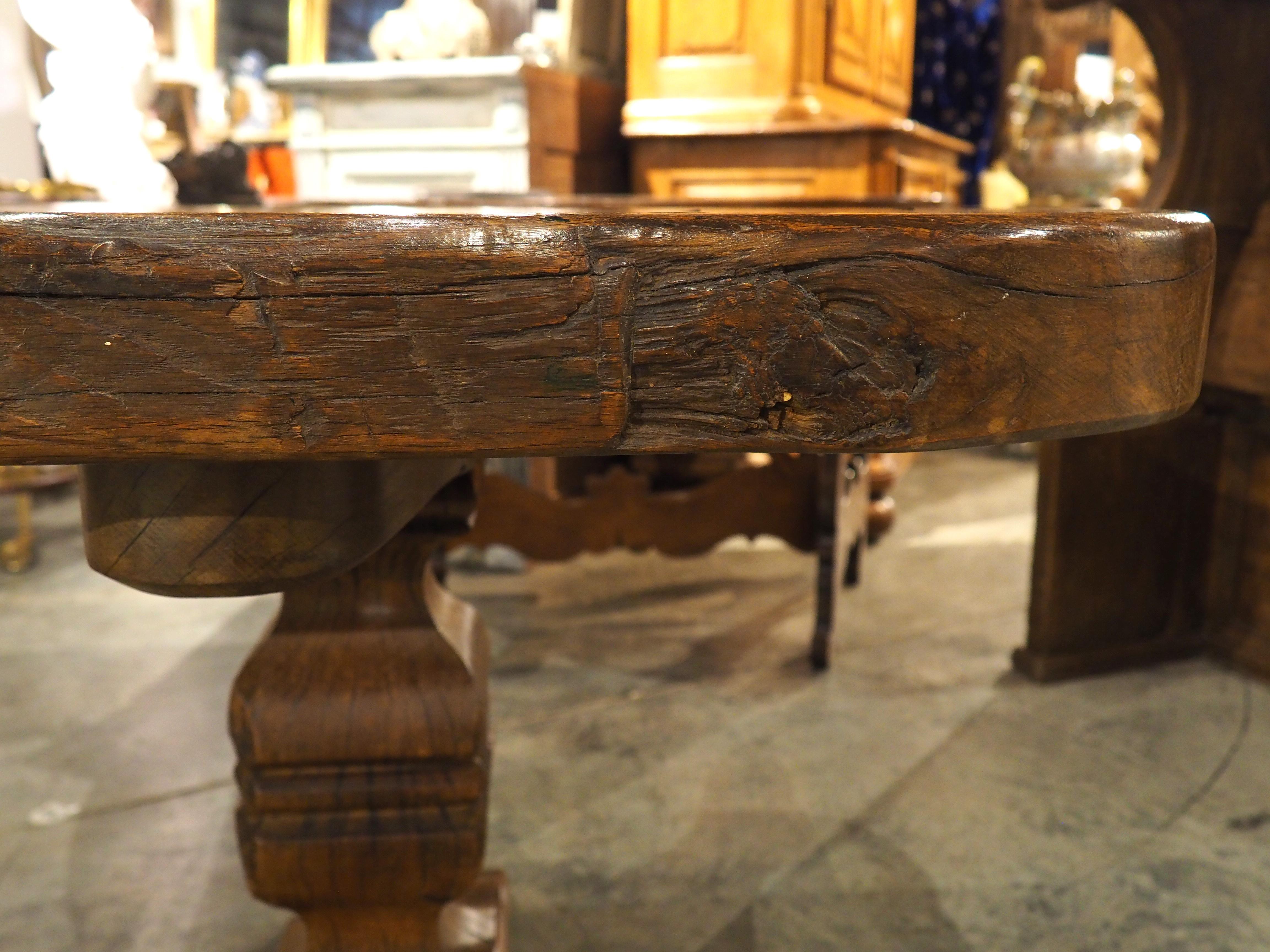 Wood 18th Century Carved Oak Monastery Dining Table from France