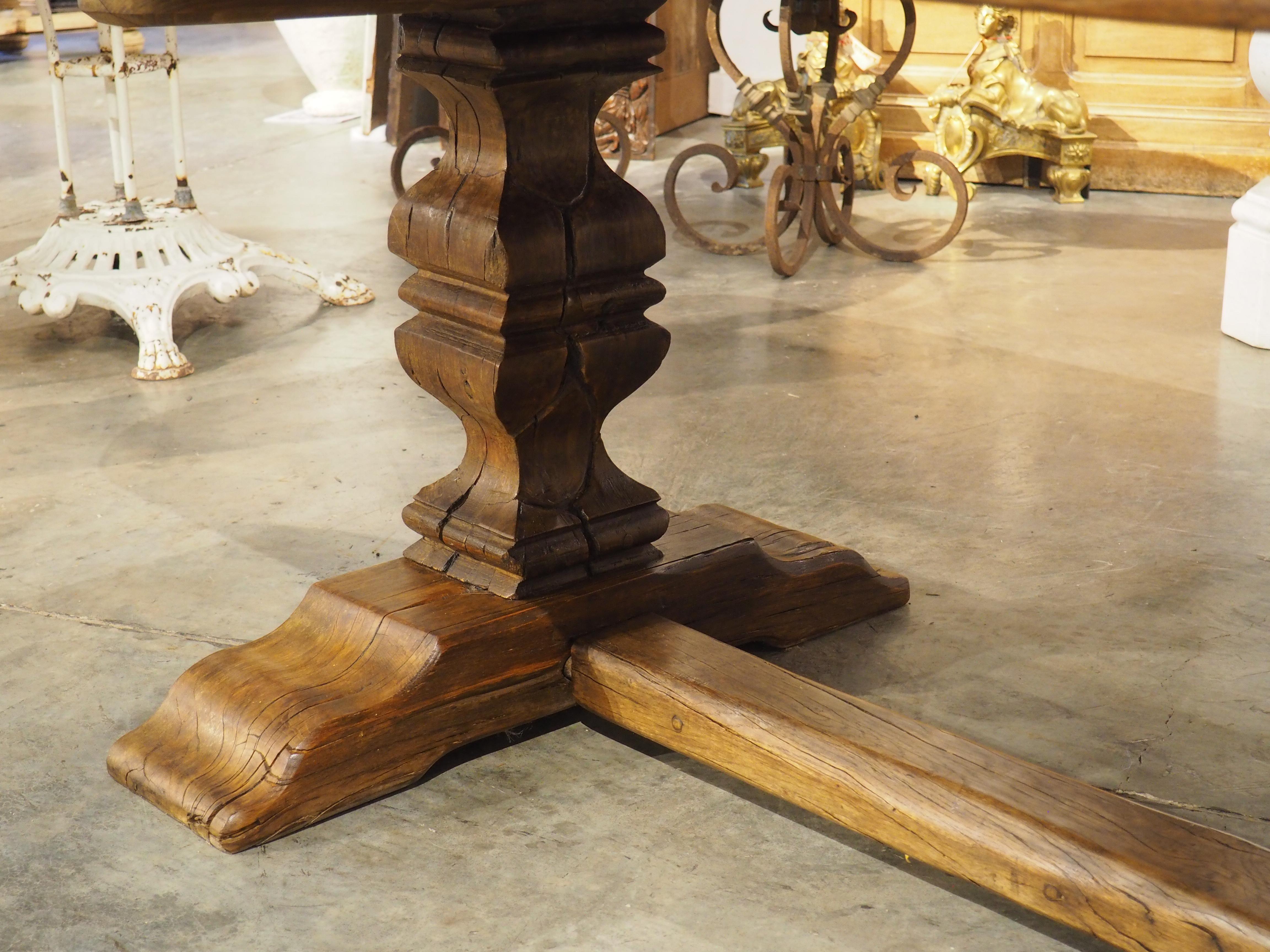 18th Century Carved Oak Monastery Dining Table from France 1
