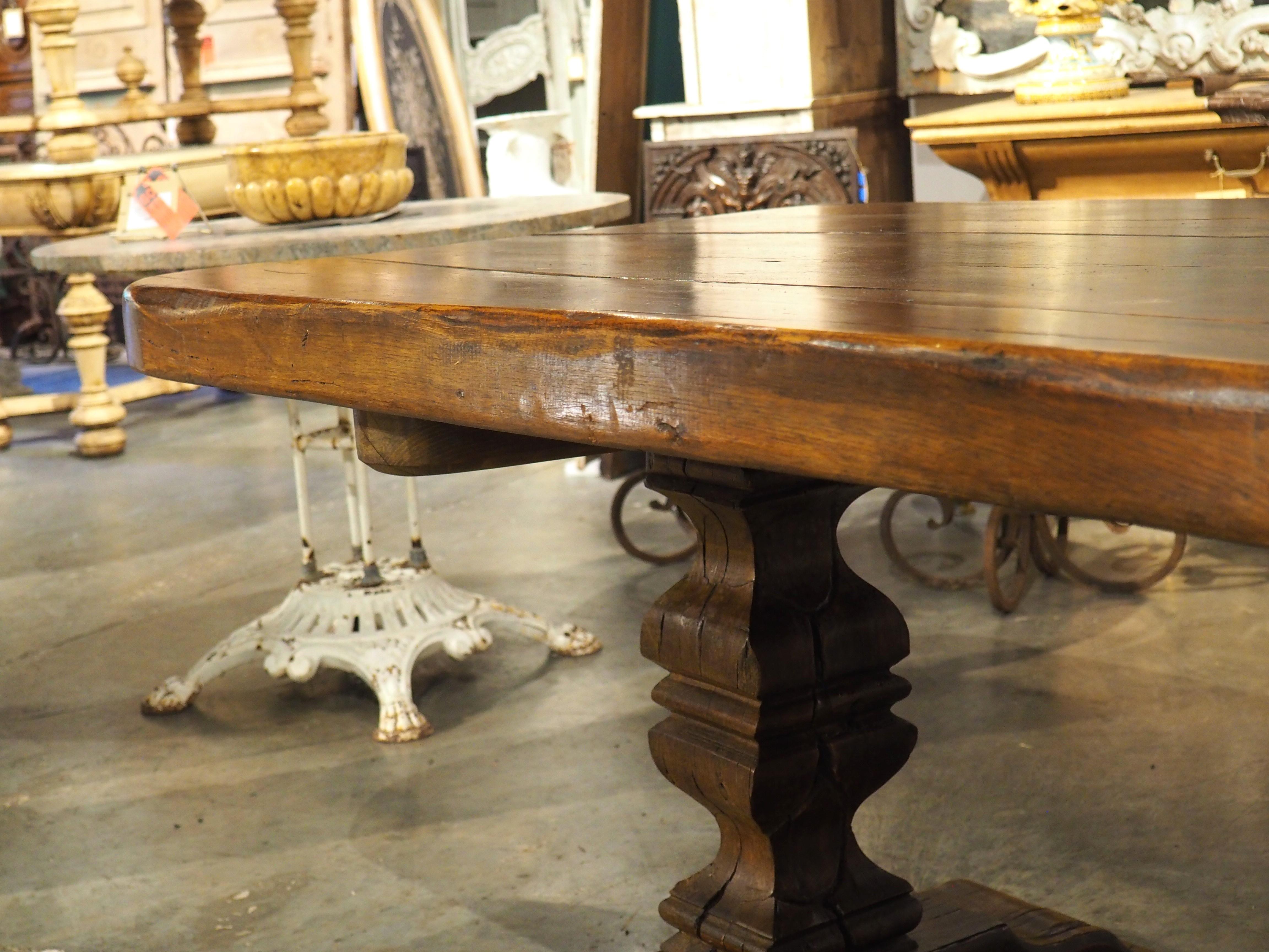 18th Century Carved Oak Monastery Dining Table from France 2