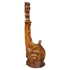 18th Century Carved Oak Newel Post from Namur, Belgium