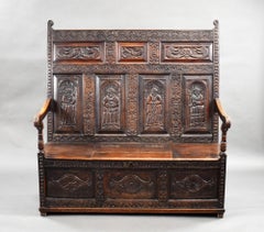 18th Century Carved Oak Settle