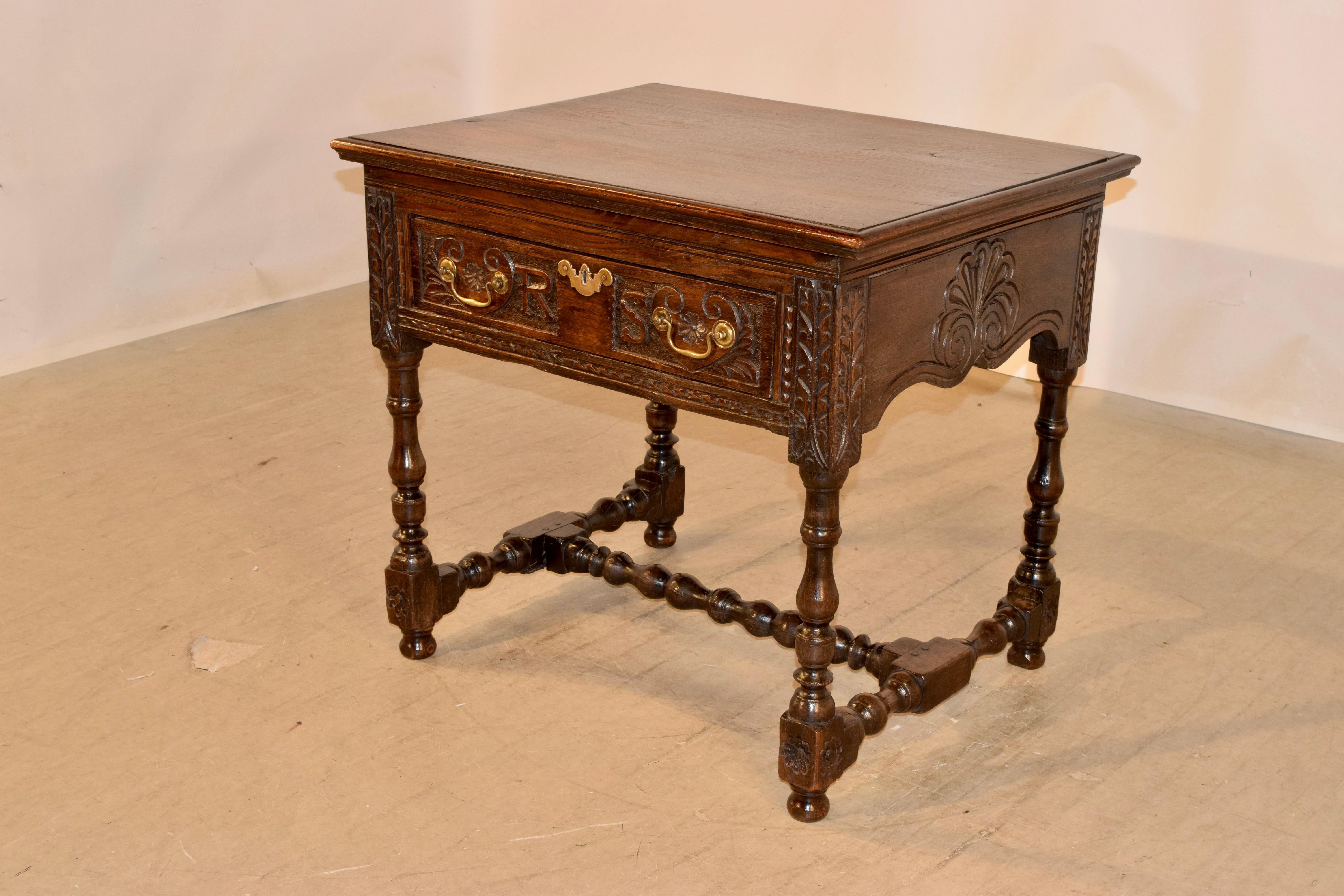 18th Century Carved Oak Side Table In Good Condition In High Point, NC