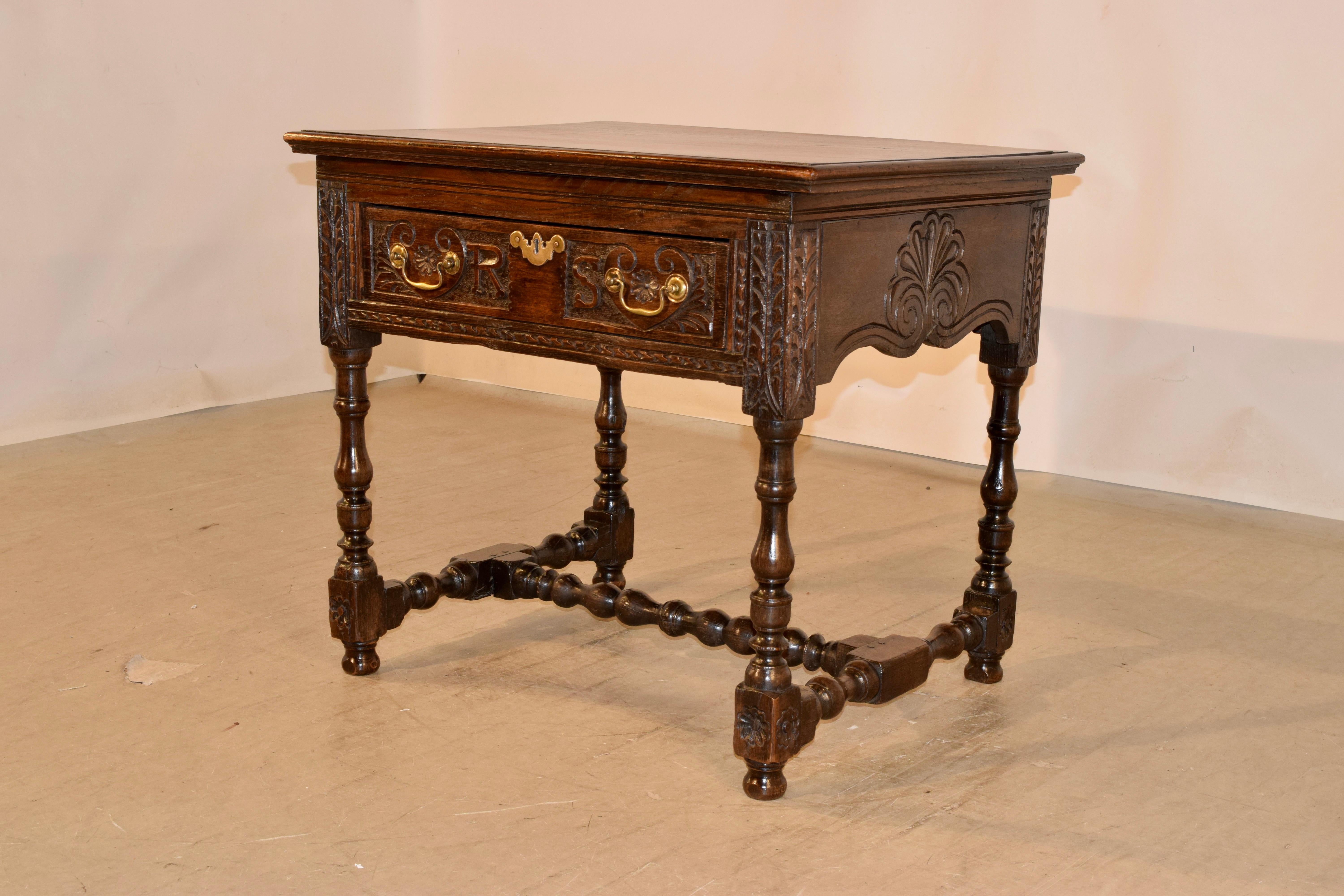 18th Century and Earlier 18th Century Carved Oak Side Table