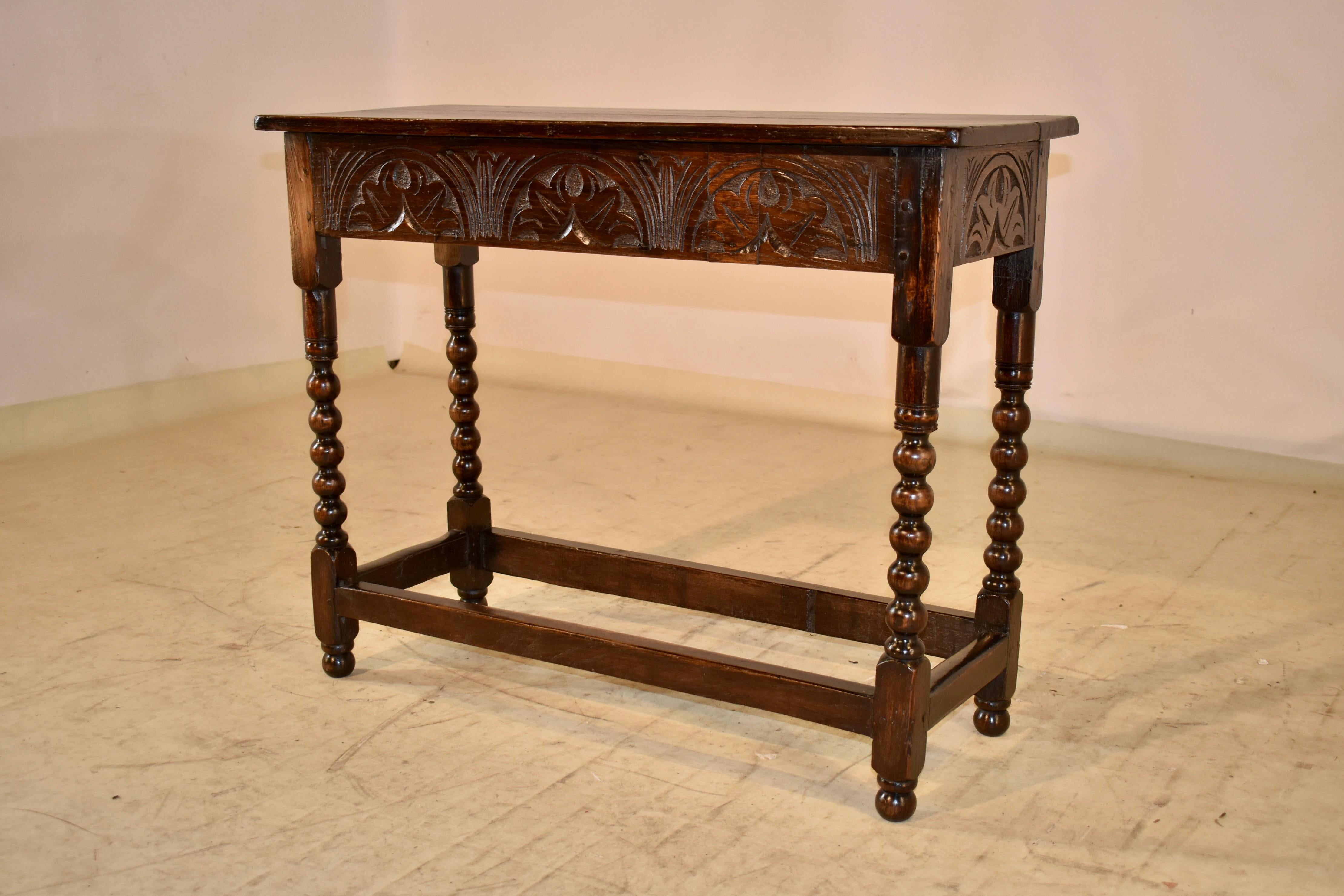Hand-Carved 18th Century Carved Oak Side Table