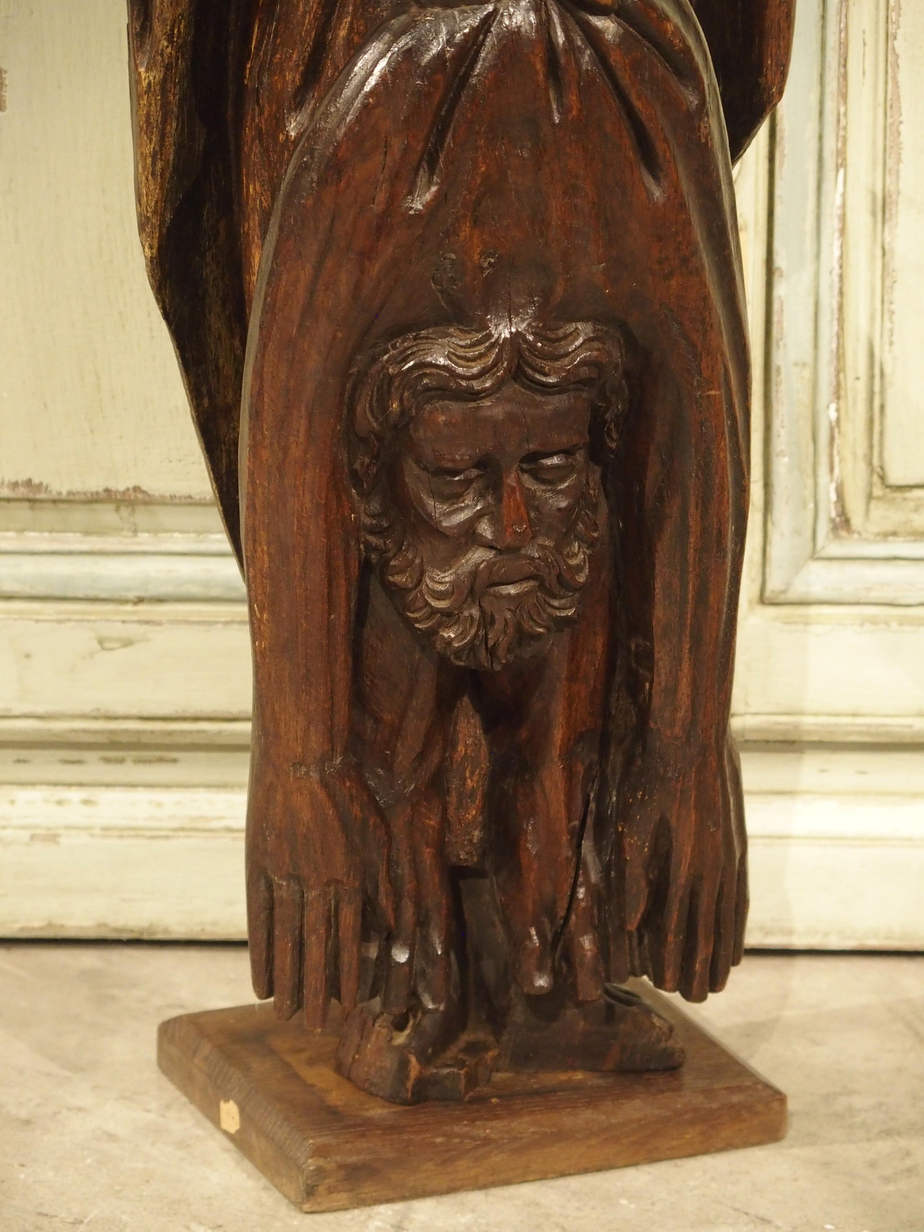 18th Century Carved Oak Statue Depicting St. Bartholomew For Sale 10