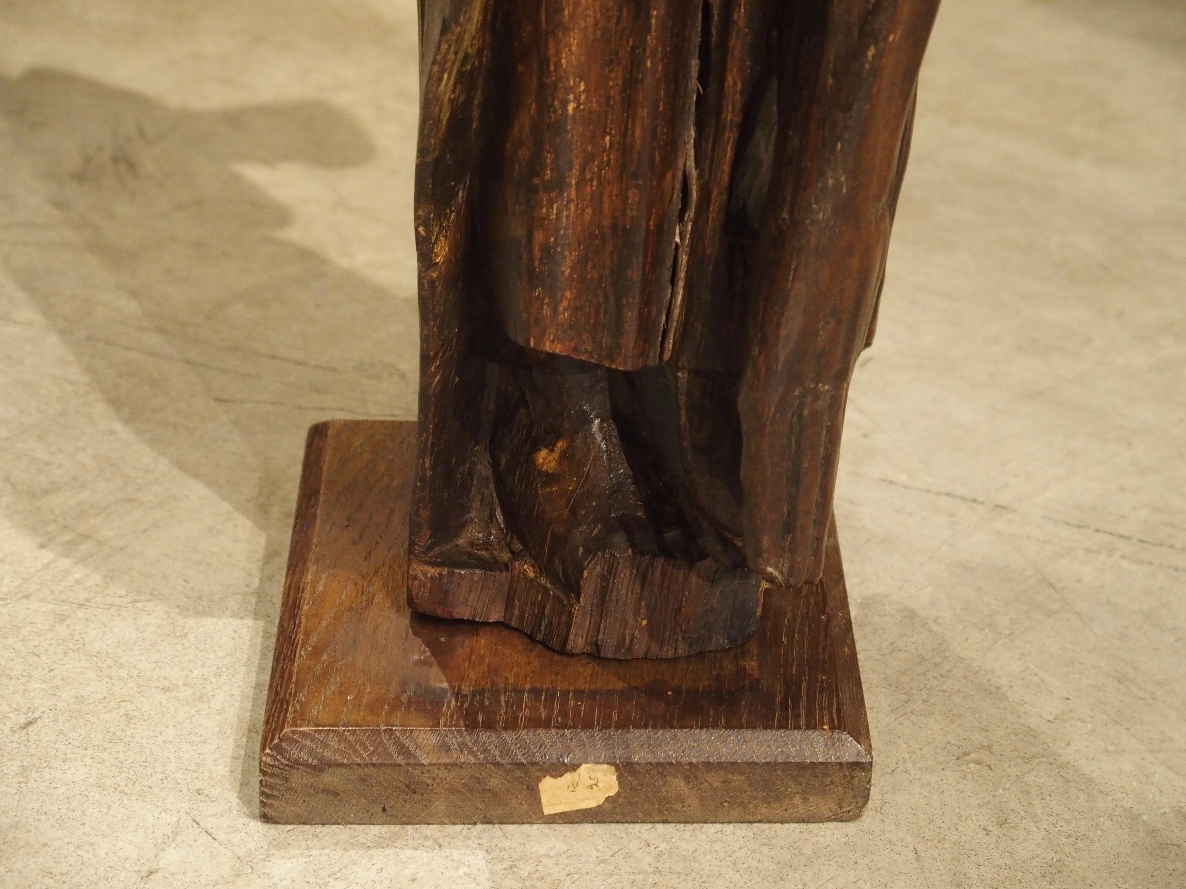 French 18th Century Carved Oak Statue Depicting St. Bartholomew For Sale