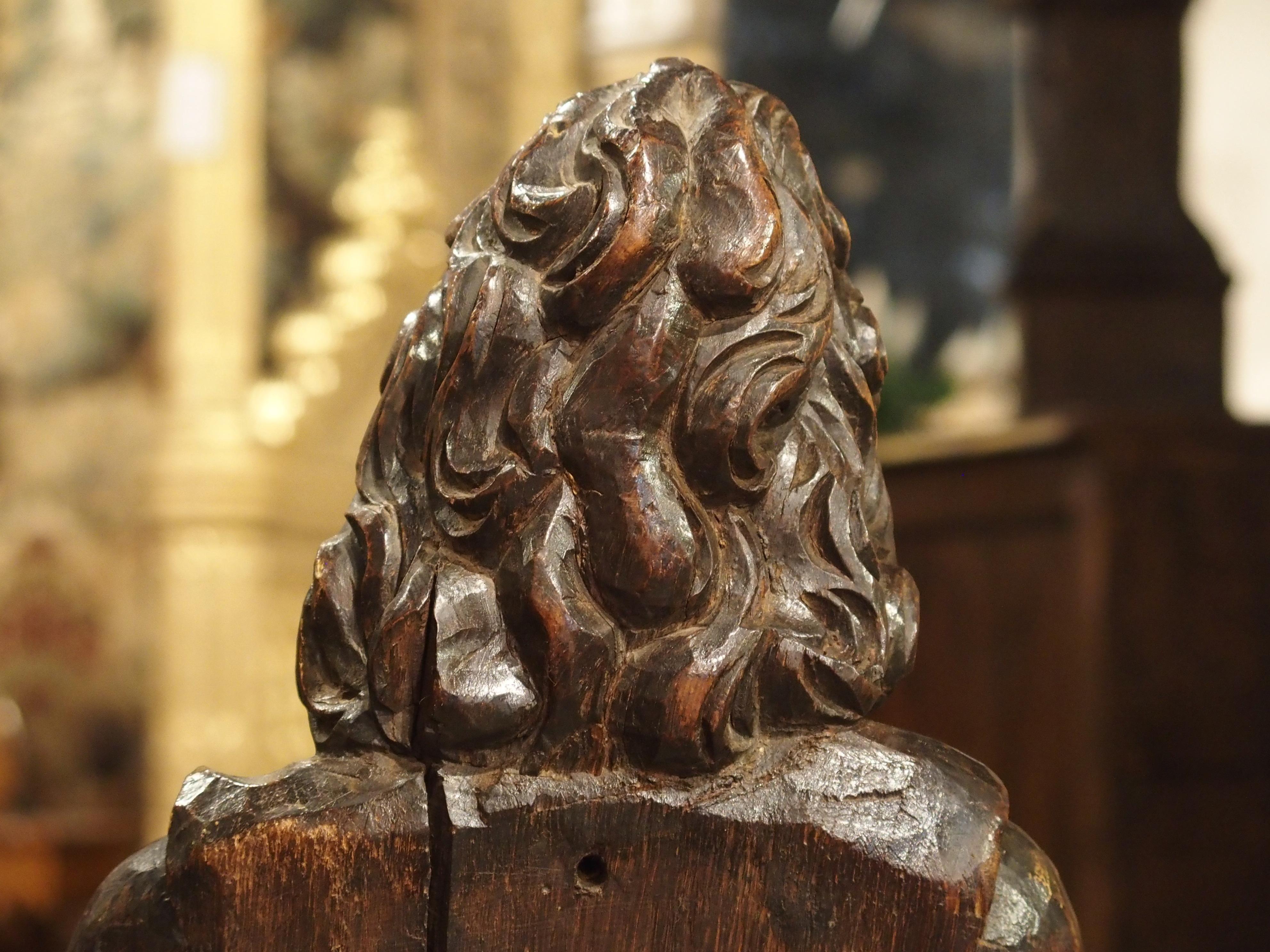 18th Century and Earlier 18th Century Carved Oak Statue Depicting St. Bartholomew For Sale