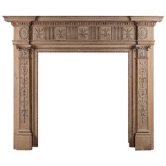 Antique 18th Century Carved Pine Fireplace in the Adam Style