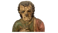 18th Century Carved & Polychrome Bust of a Saint