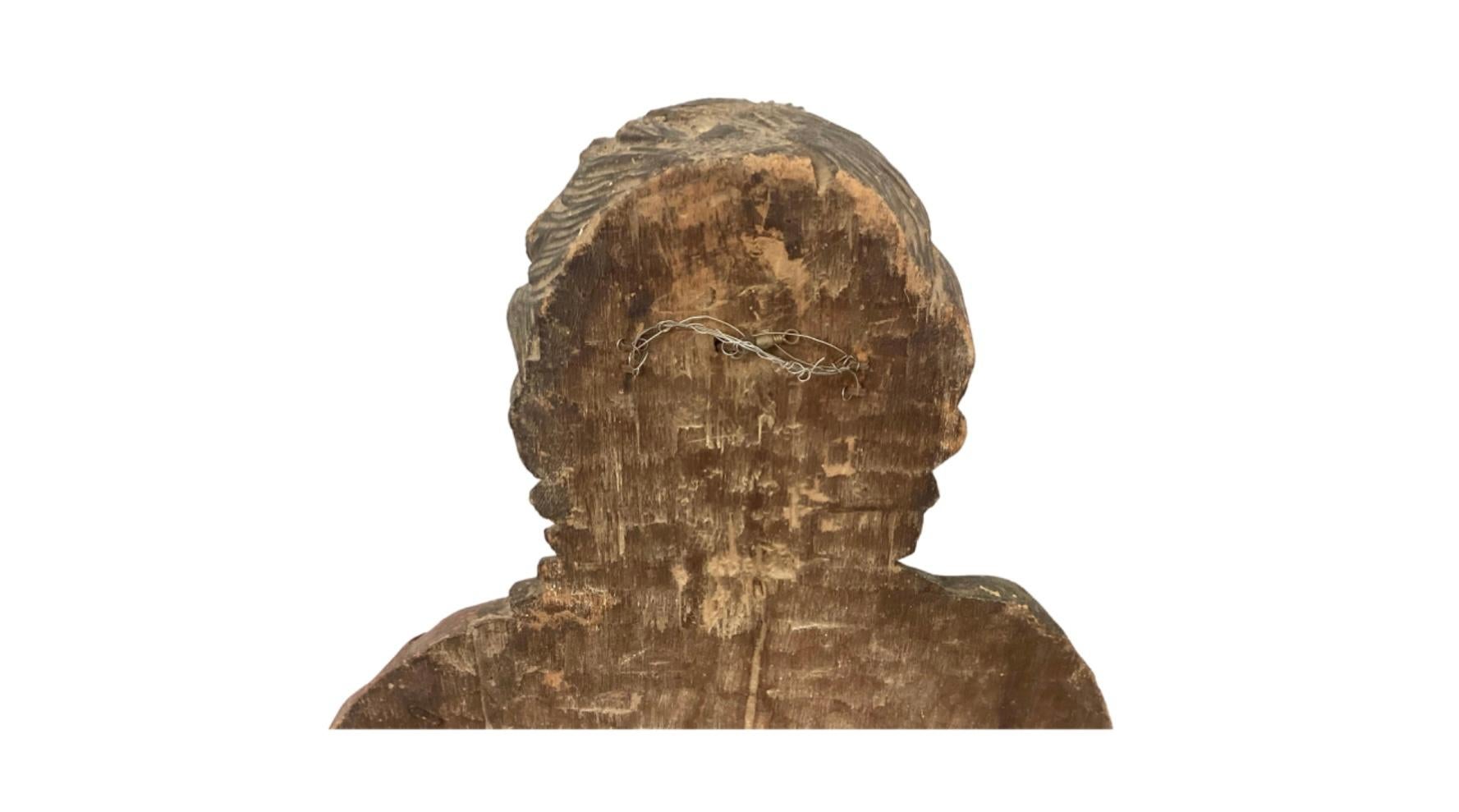 Geschnitzte und polychrome Büste eines Heiligen aus dem 18. Jahrhundert im Angebot 1