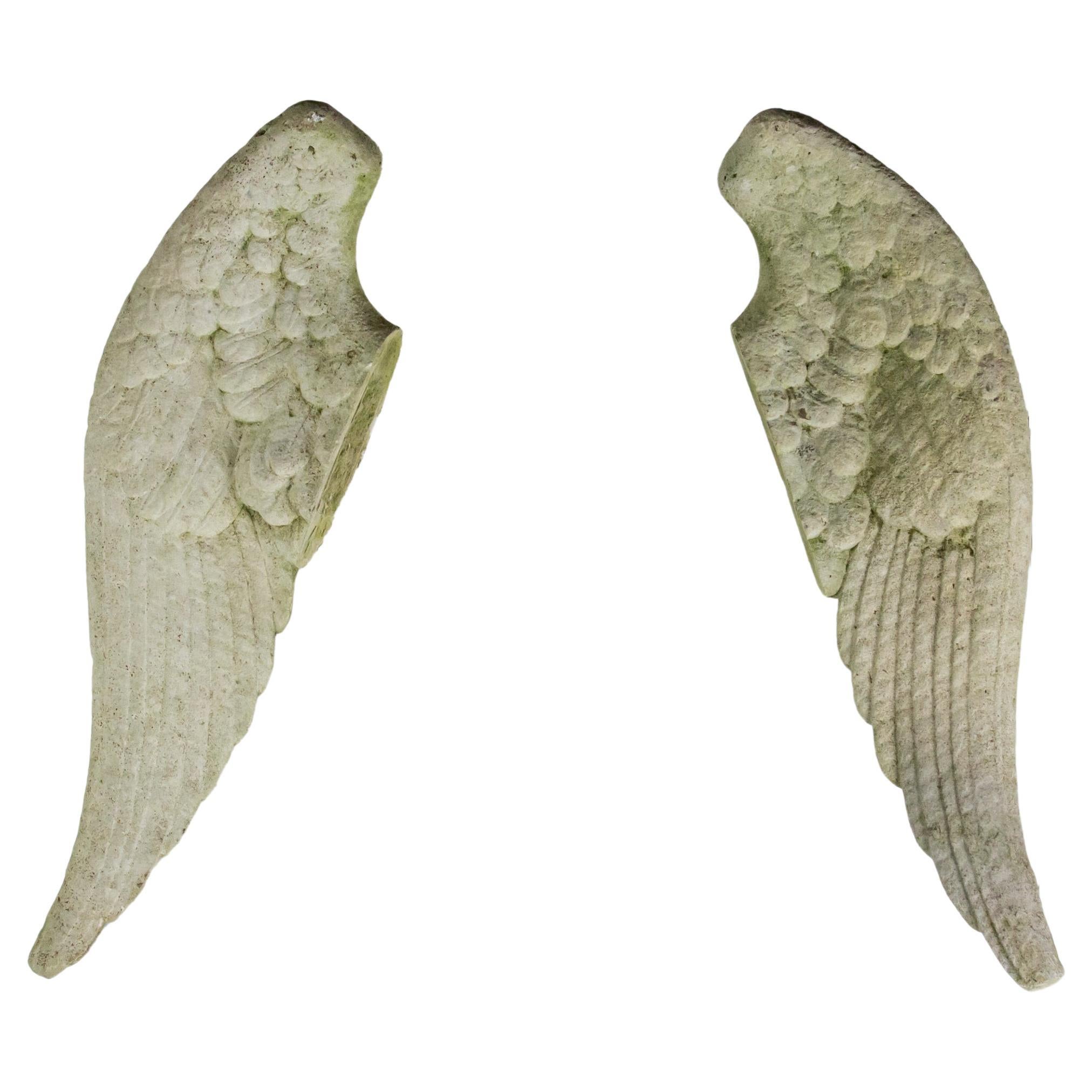 18th Century Carved Stone Angel Wings For Sale