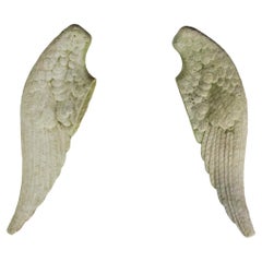 Used 18th Century Carved Stone Angel Wings