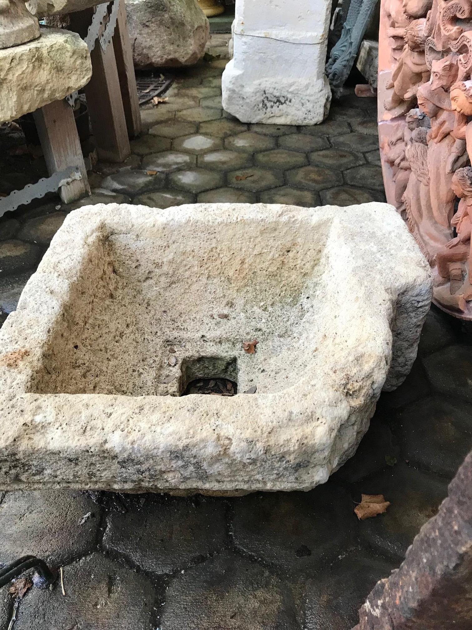 French 18th Century Carved Stone Container Vessel Sink Bowl Planter Jardinière Antiques