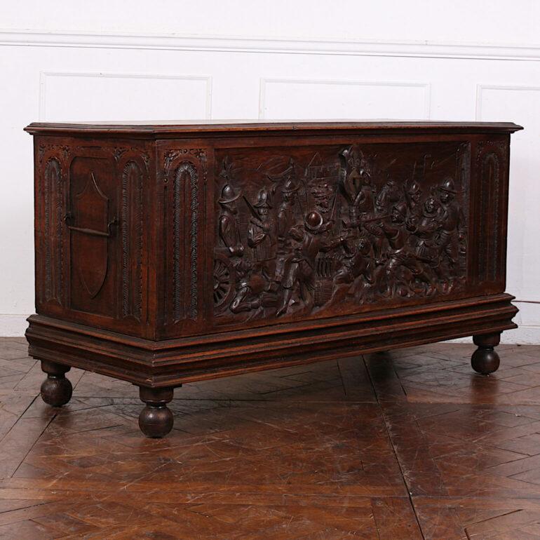 Renaissance 18th Century Carved Walnut Coffer