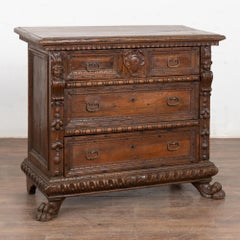 18th Century Carved Walnut Italian Chest of Three Drawers
