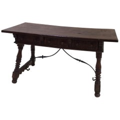 18th Century Carved Walnut Library Table Desk