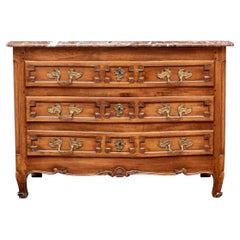 18th Century Carved Walnut Marble-Top Commode