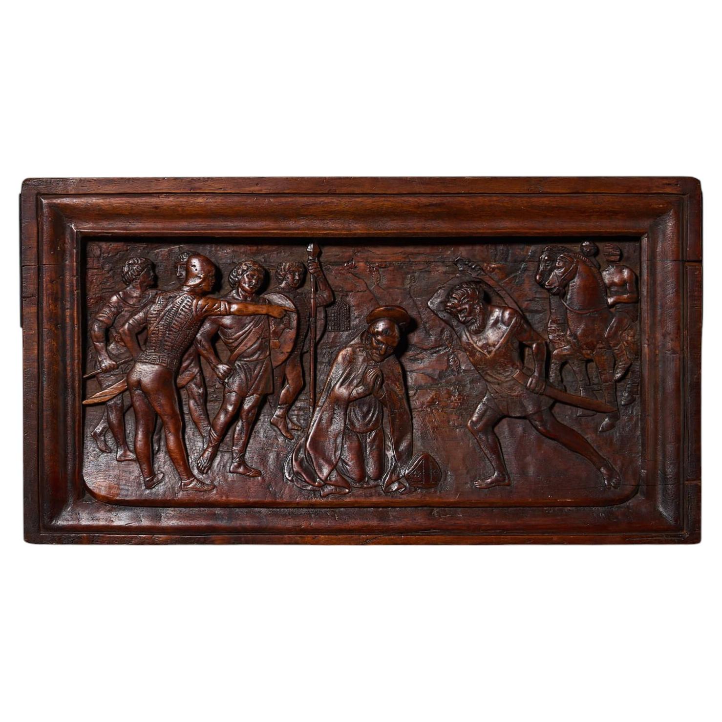 18th century Carved Walnut Renaissance Style Wall Hanging Panel For Sale