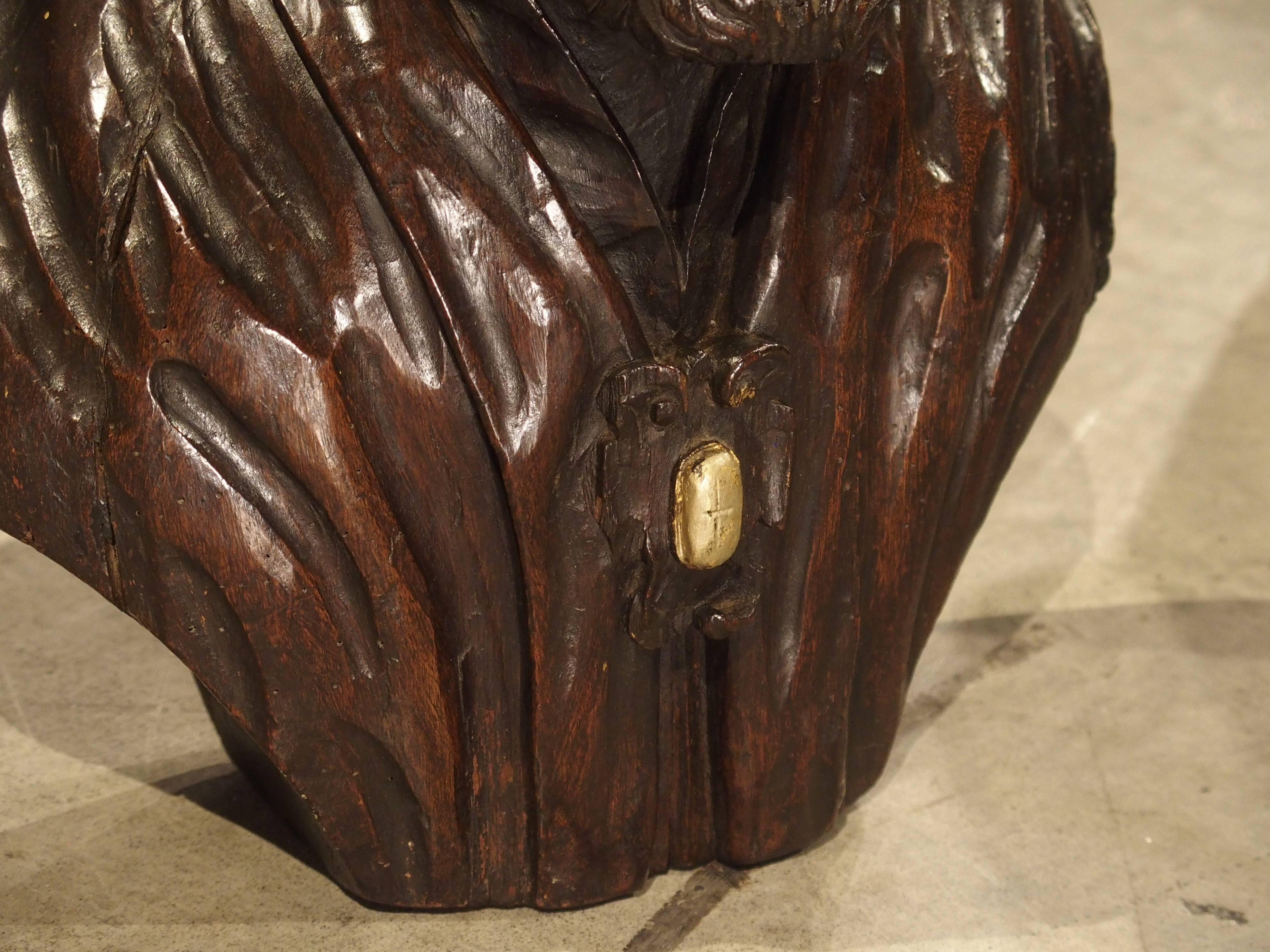 18th Century Carved Walnut Wood Bust of a Bishop 3