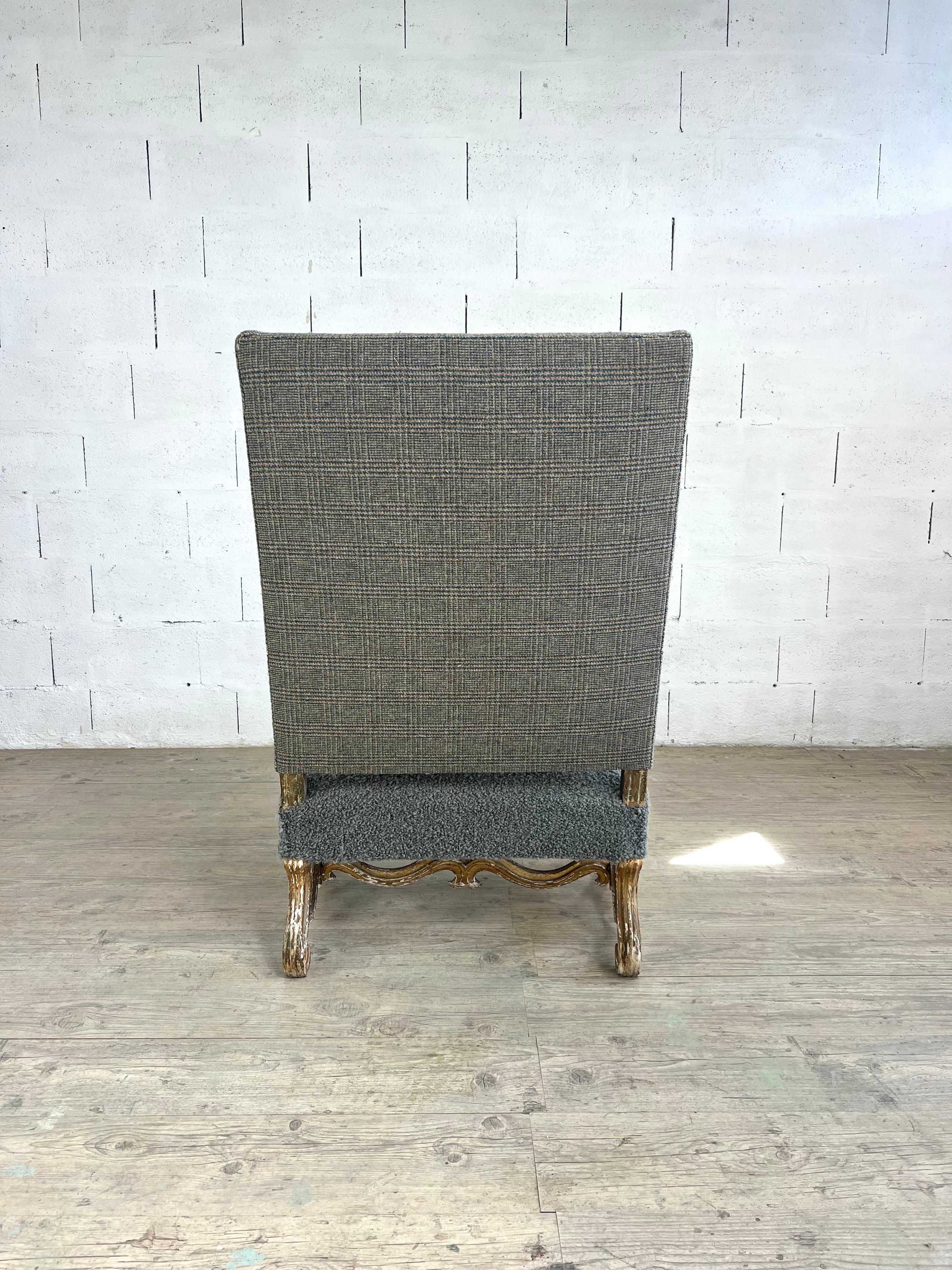 French 18th Century Carved Wood Armchair with Original Gilt Patina For Sale