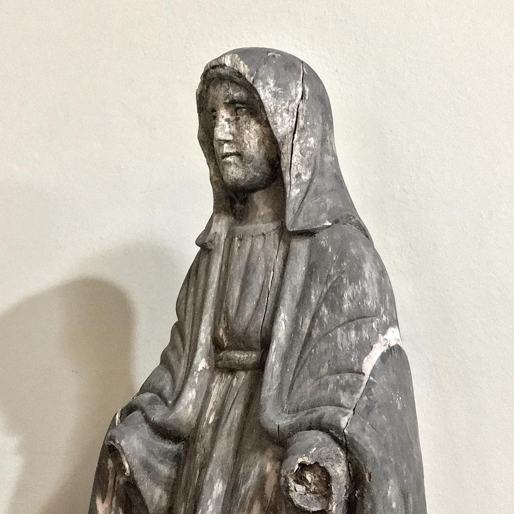 18th Century Carved Wood Madonna Statue For Sale at 1stDibs